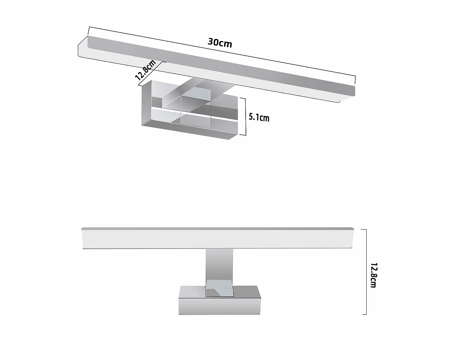NETTLIFE Lampa ścienna LED do łazienki, zestaw 2 sztuk Nowoczesna chromowana 6W 30CM Wodoodporna IP44 Neutralna biel 4000K