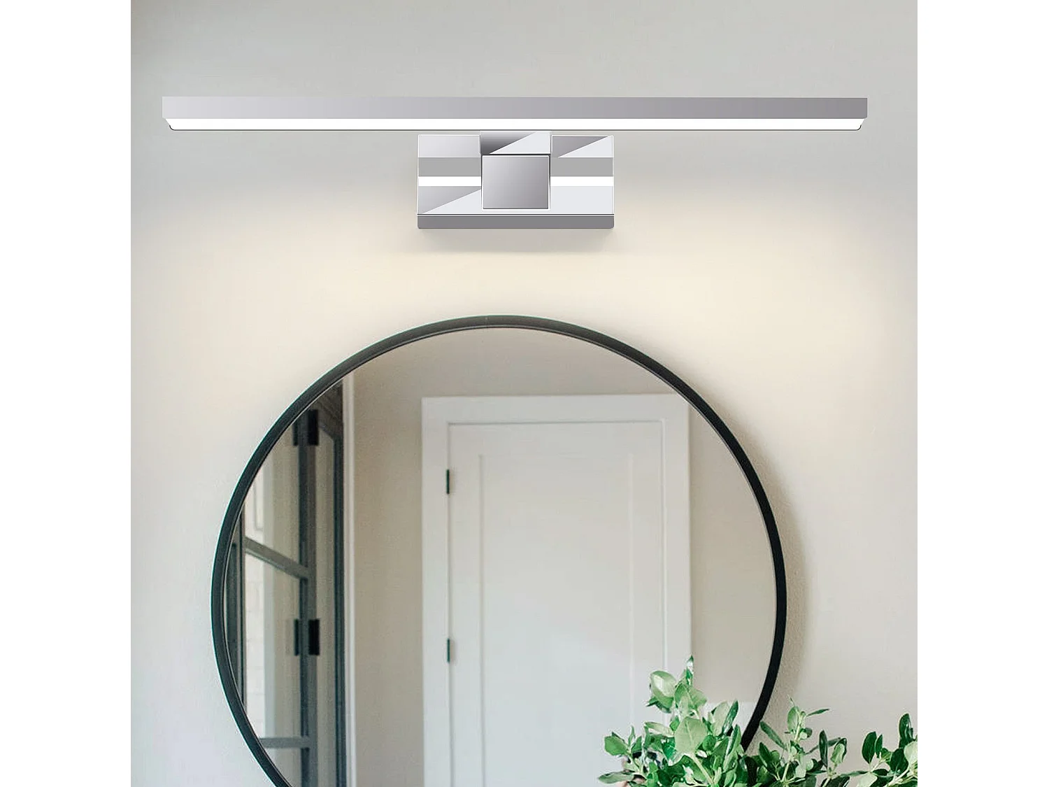 NETTLIFE Applique miroir LED 6W 30CM Etanche IP44 Chrome Moderne Blanc Neutre 4000K