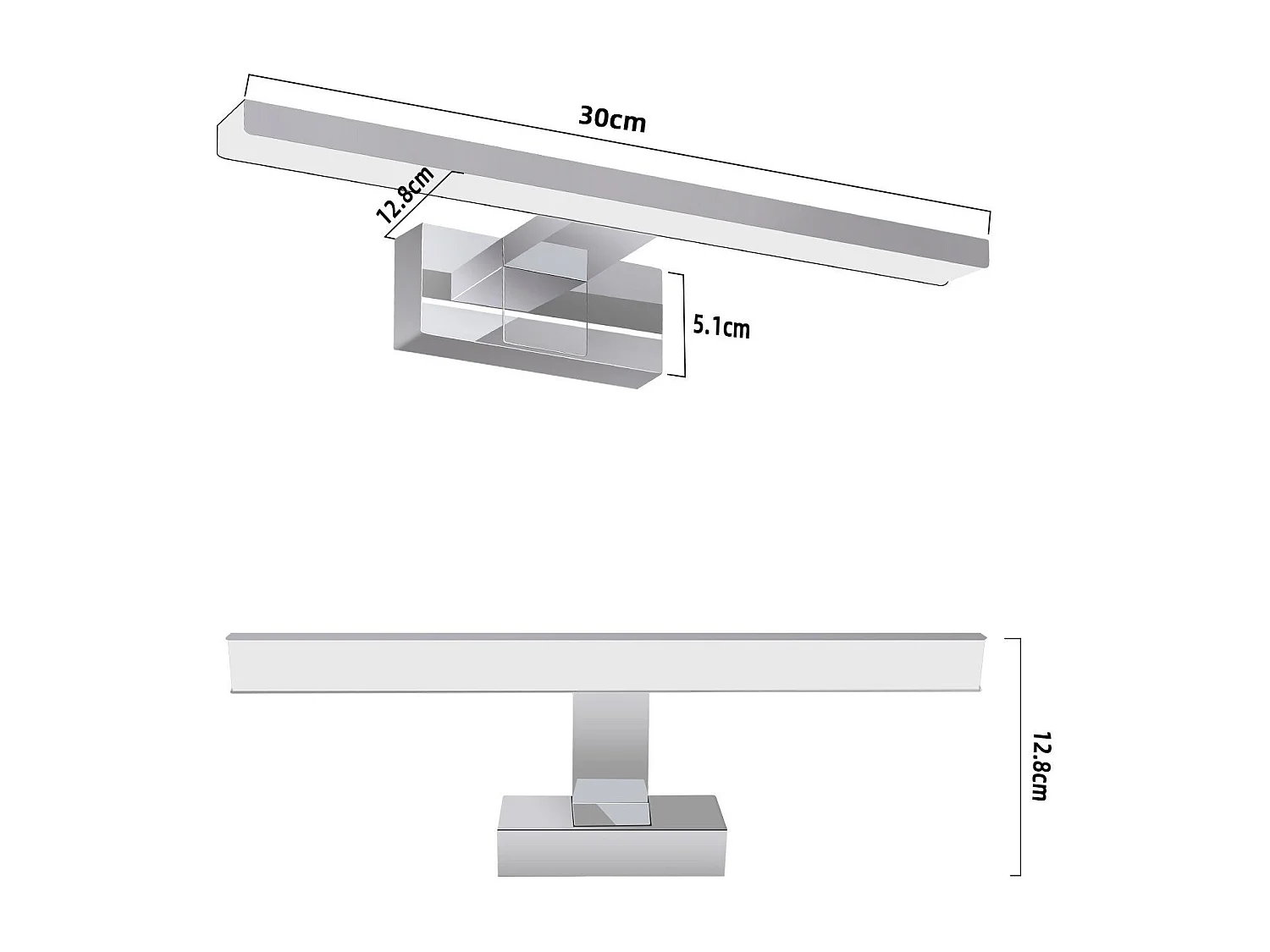 NETTLIFE Applique miroir LED 6W 30CM Etanche IP44 Chrome Moderne Blanc Neutre 4000K