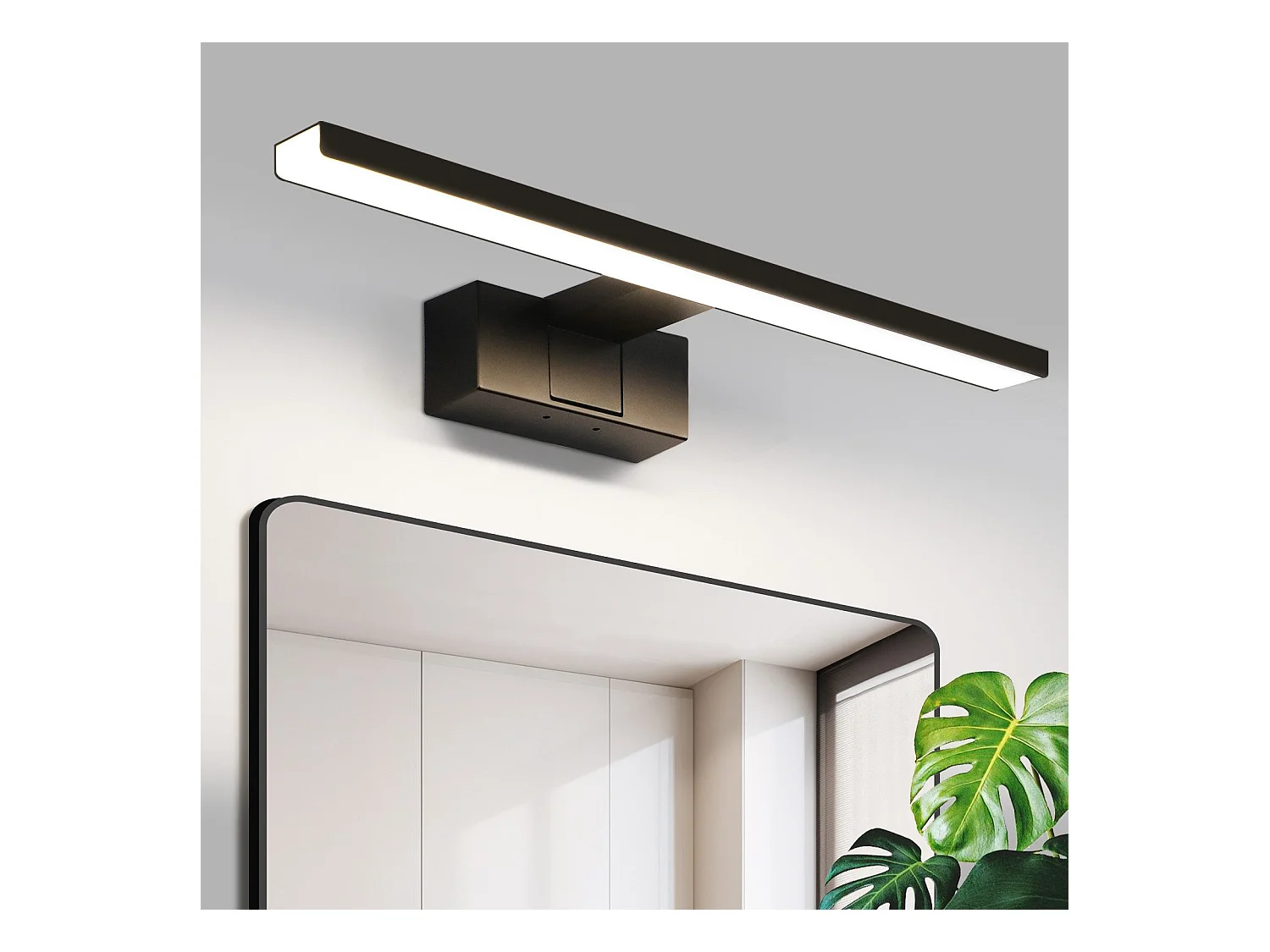 NETTLIFE Applique LED salle de bain，lampe miroir LED,IP44 lampe armoire,  Moderne, lumière blanche neutre 4000k MAX.8W, 40×5.1×12.8cm, noire