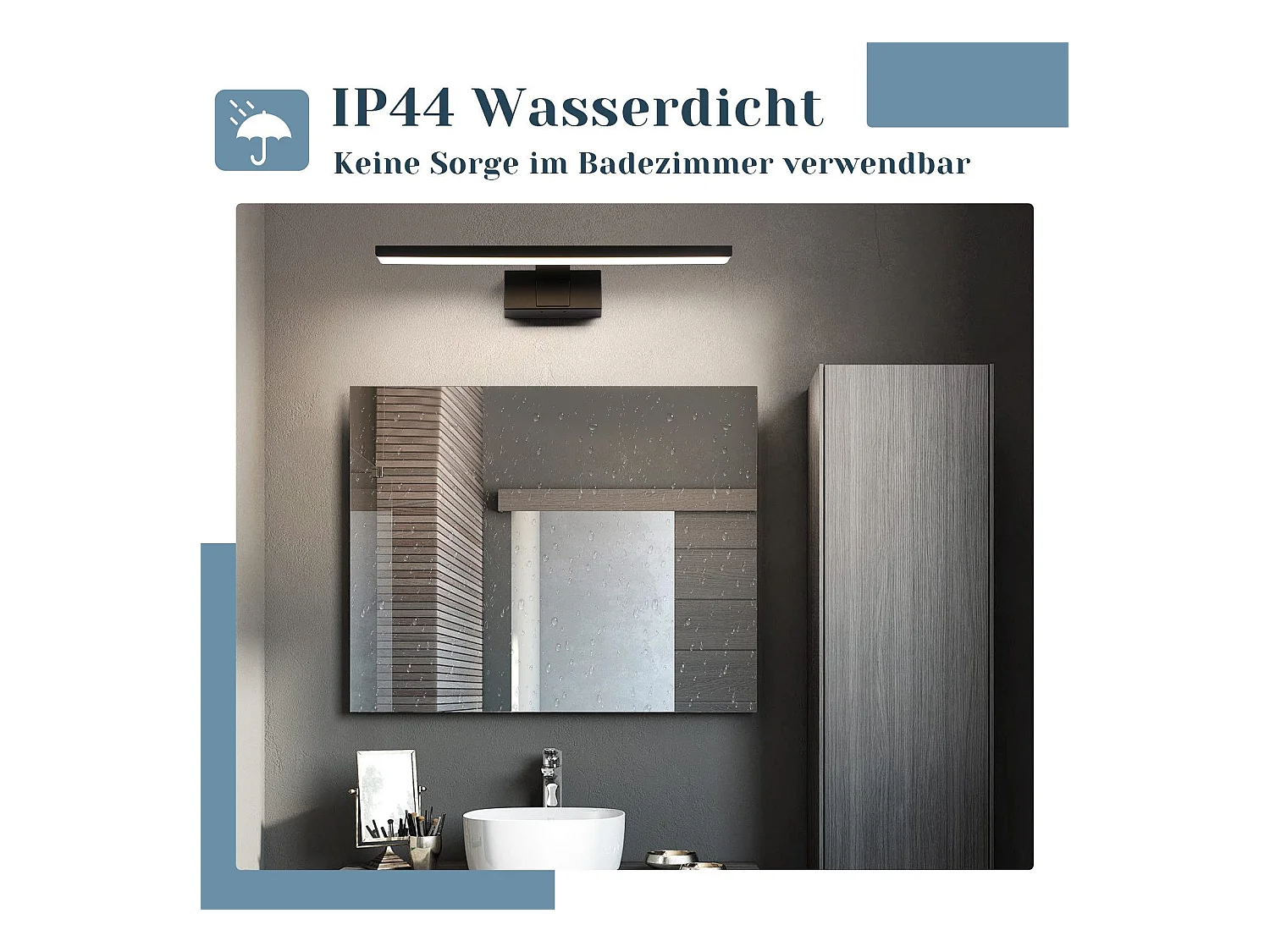 NETTLIFE LED Badkamer Wandlamp, Set van 2 Modern Chroom 6W 30CM Waterdicht IP44 Neutraal Wit 4000K