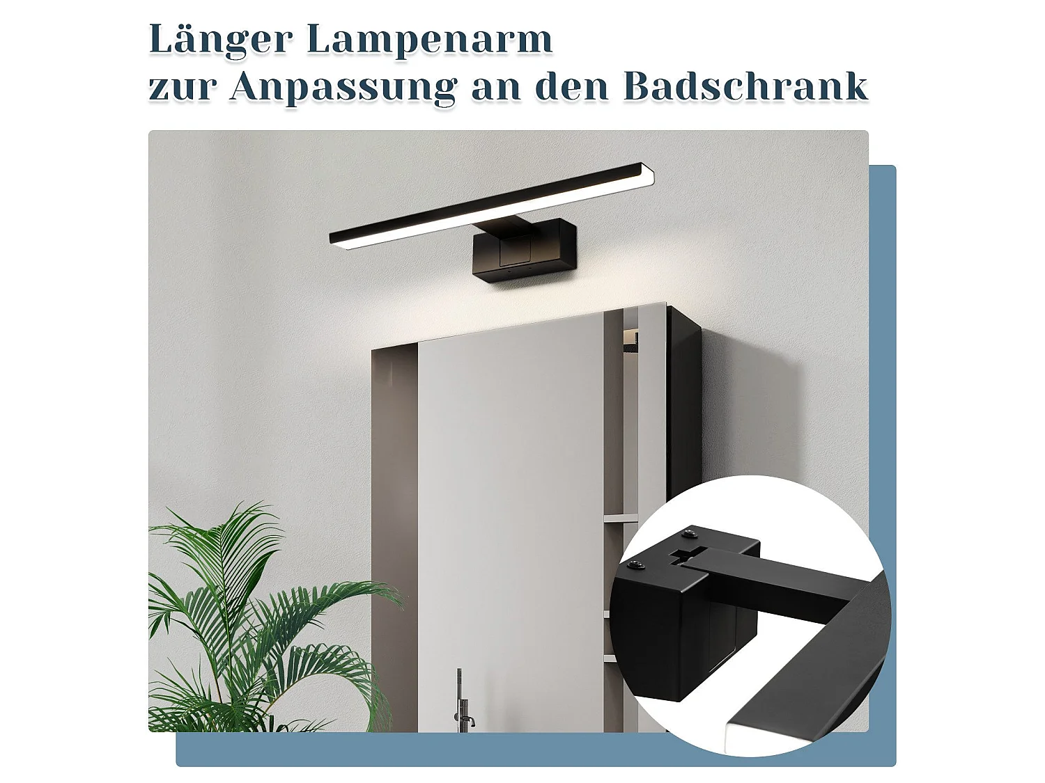 NETTLIFE Applique LED salle de bain，lampe miroir LED,IP44 lampe armoire,  Moderne, lumière blanche neutre 4000k MAX.8W, 40×5.1×12.8cm, noire