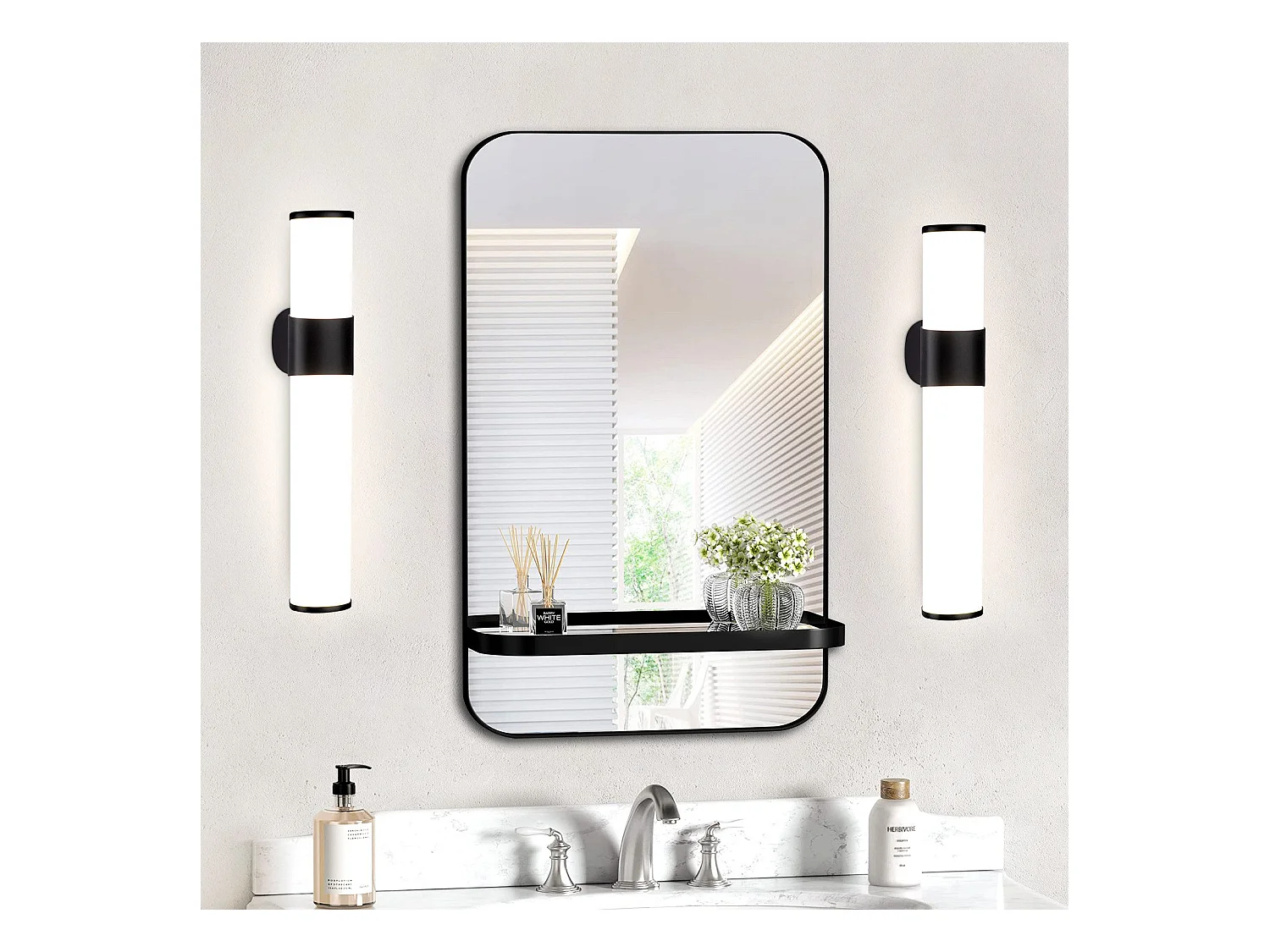 NETTLIFE LED Badkamer Wandlamp, Set van 2 Modern Chroom 6W 30CM Waterdicht IP44 Neutraal Wit 4000K