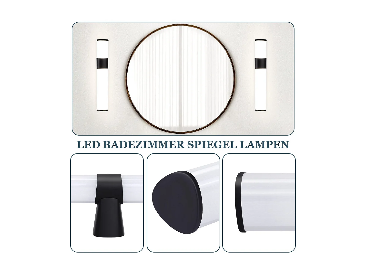 NETTLIFE LED Badkamer Wandlamp, Set van 2 Modern Chroom 6W 30CM Waterdicht IP44 Neutraal Wit 4000K