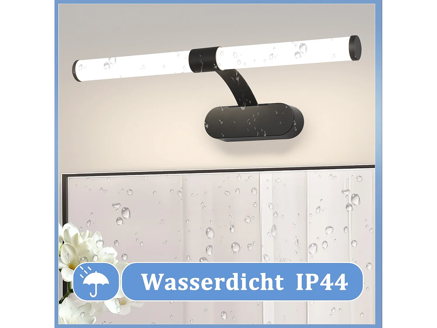 NETTLIFE Lampa ścienna LED do łazienki, zestaw 2 sztuk Nowoczesna chromowana 6W 30CM Wodoodporna IP44 Neutralna biel 4000K