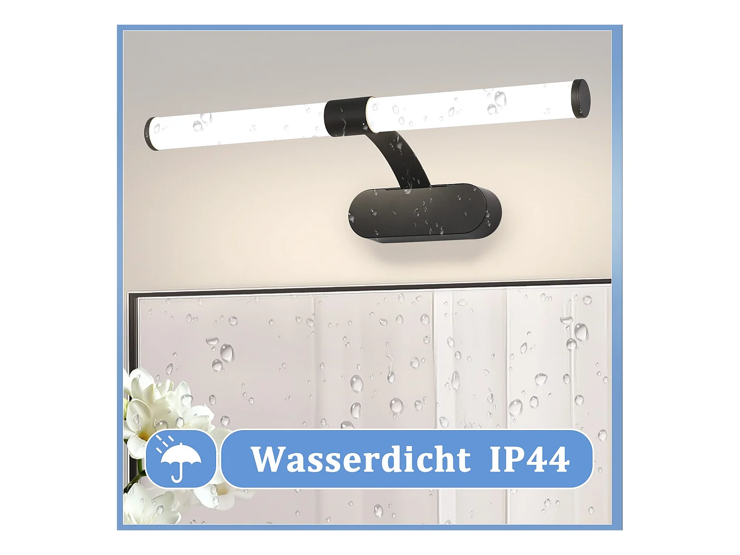 NETTLIFE LED-Badezimmer-Wandleuchte, 2er-Set, modern, Chrom, 6 W, 30 cm, wasserdicht, IP44, neutralweiß 4000 K