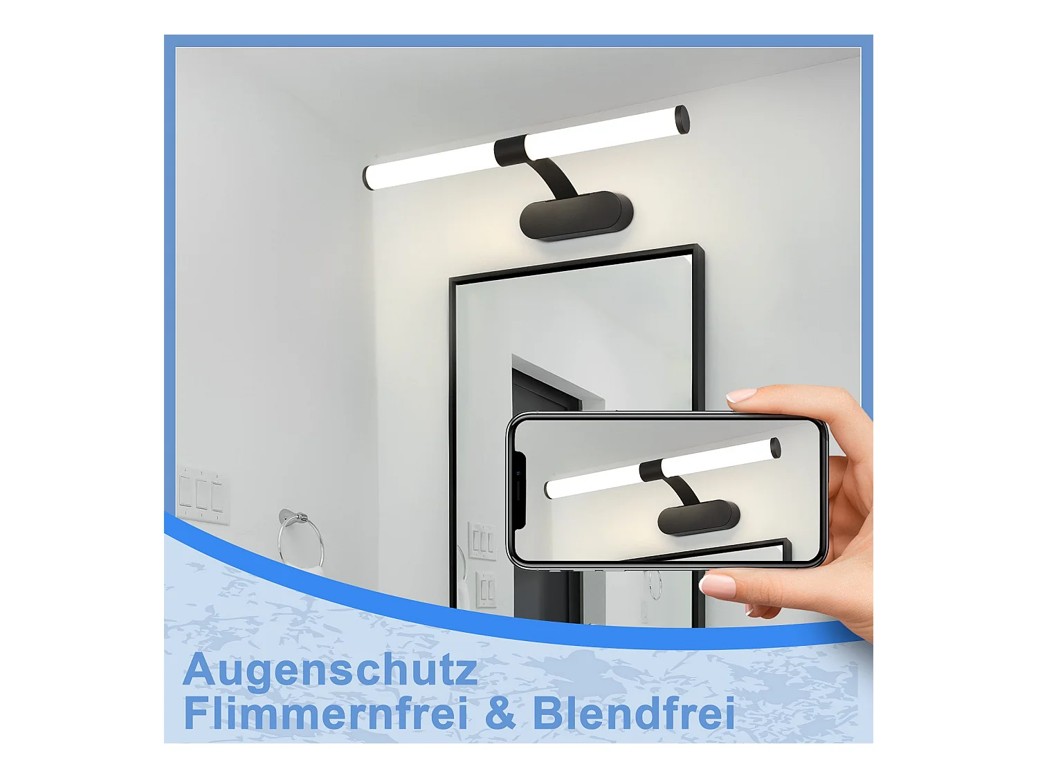 NETTLIFE LED-Badezimmer-Wandleuchte, 2er-Set, modern, Chrom, 6 W, 30 cm, wasserdicht, IP44, neutralweiß 4000 K