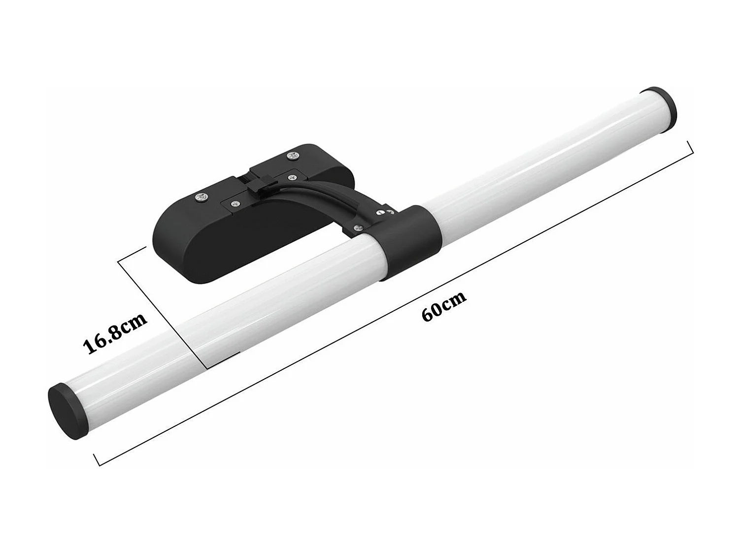 NETTLIFE Applique LED salle de bain， LED lampe à miroir 4000K blanc neutre , IP44,8W ,60CM   - noir lampe murale moderne étanche  lampe murale