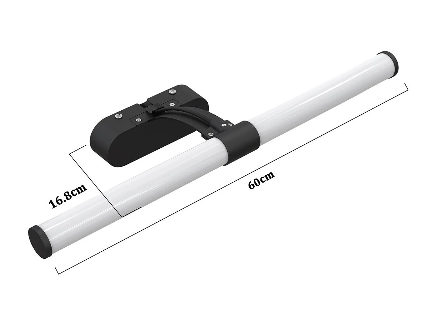 NETTLIFE Applique LED salle de bain， LED lampe à miroir 4000K blanc neutre , IP44,8W ,60CM   - noir lampe murale moderne étanche  lampe murale