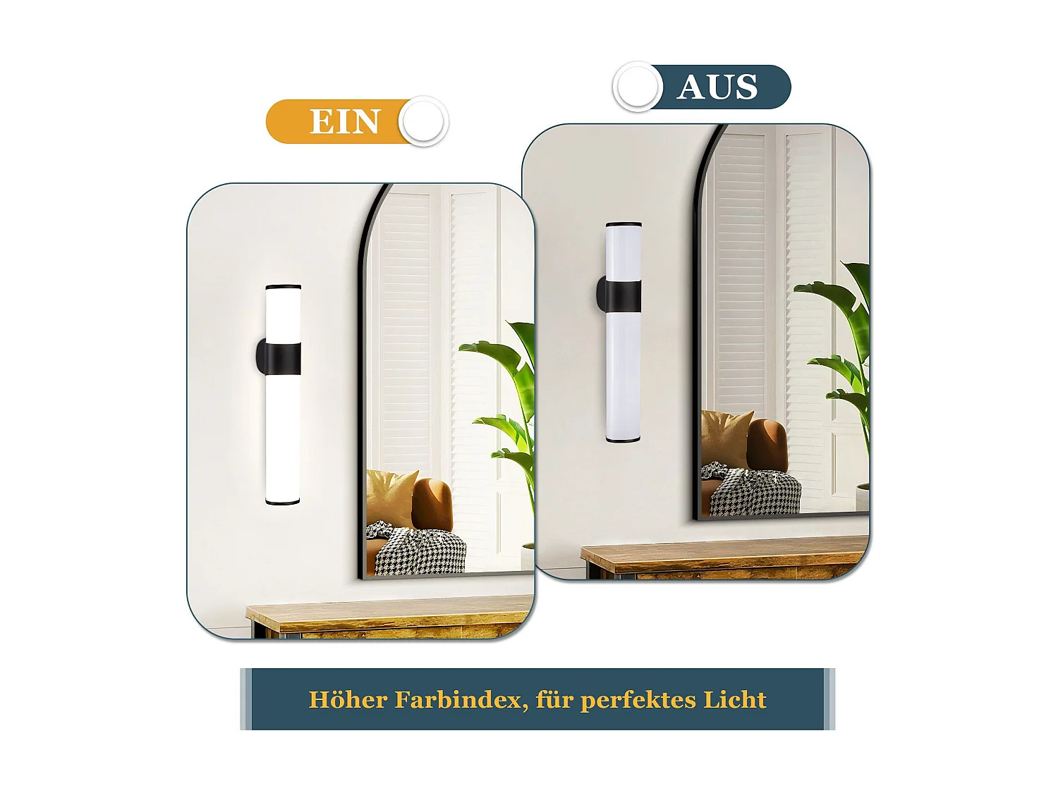 NETTLIFE Applique LED salle de bain，Lampe de miroir de salle de bain à LED -  Noire moderne 6W 30CM  étanche IP44  blanc neutre 4000K