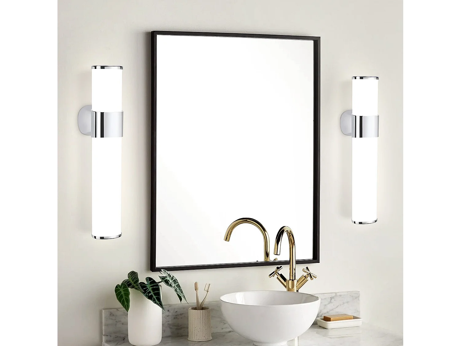 NETTLIFE LED Badkamer Wandlamp, Set van 2 Modern Chroom 6W 30CM Waterdicht IP44 Neutraal Wit 4000K