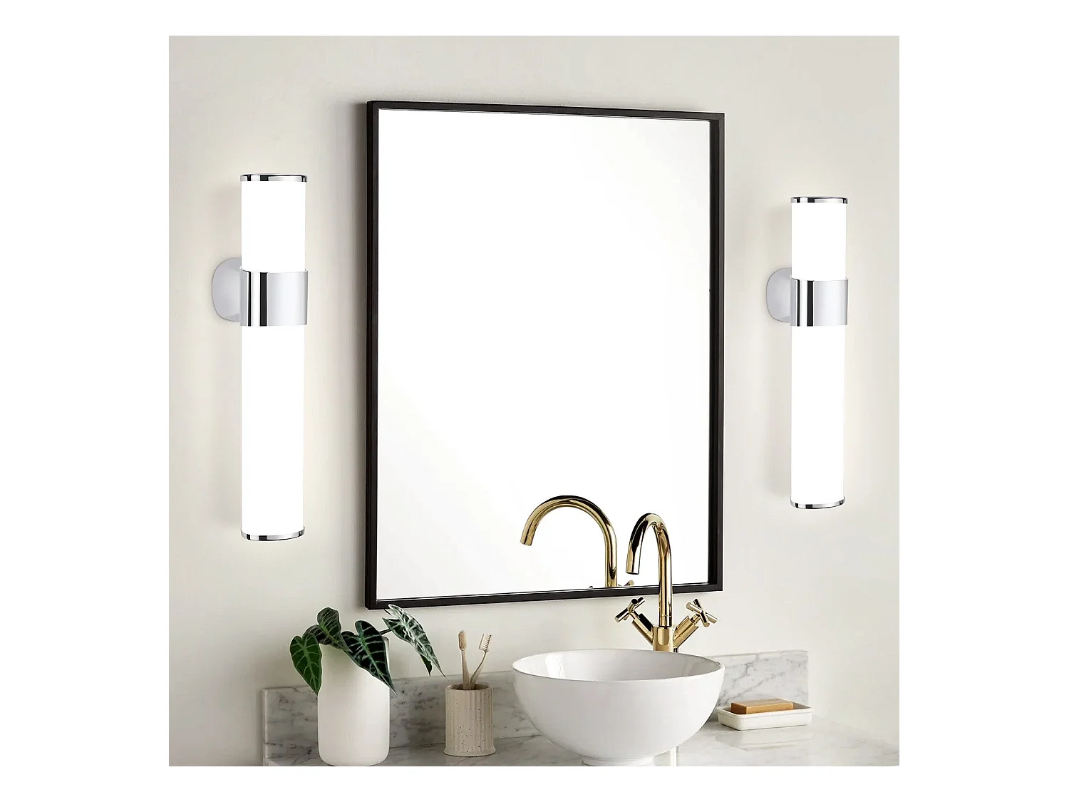 NETTLIFE LED Badkamer Wandlamp, Set van 2 Modern Chroom 6W 30CM Waterdicht IP44 Neutraal Wit 4000K
