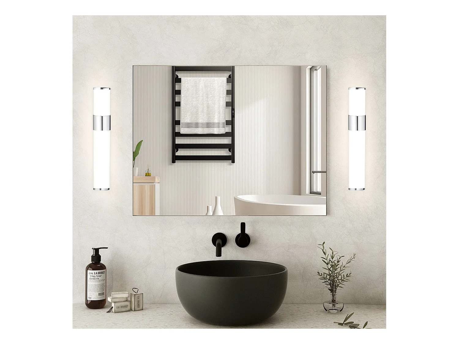 NETTLIFE Lampa ścienna LED do łazienki, zestaw 2 sztuk Nowoczesna chromowana 6W 30CM Wodoodporna IP44 Neutralna biel 4000K