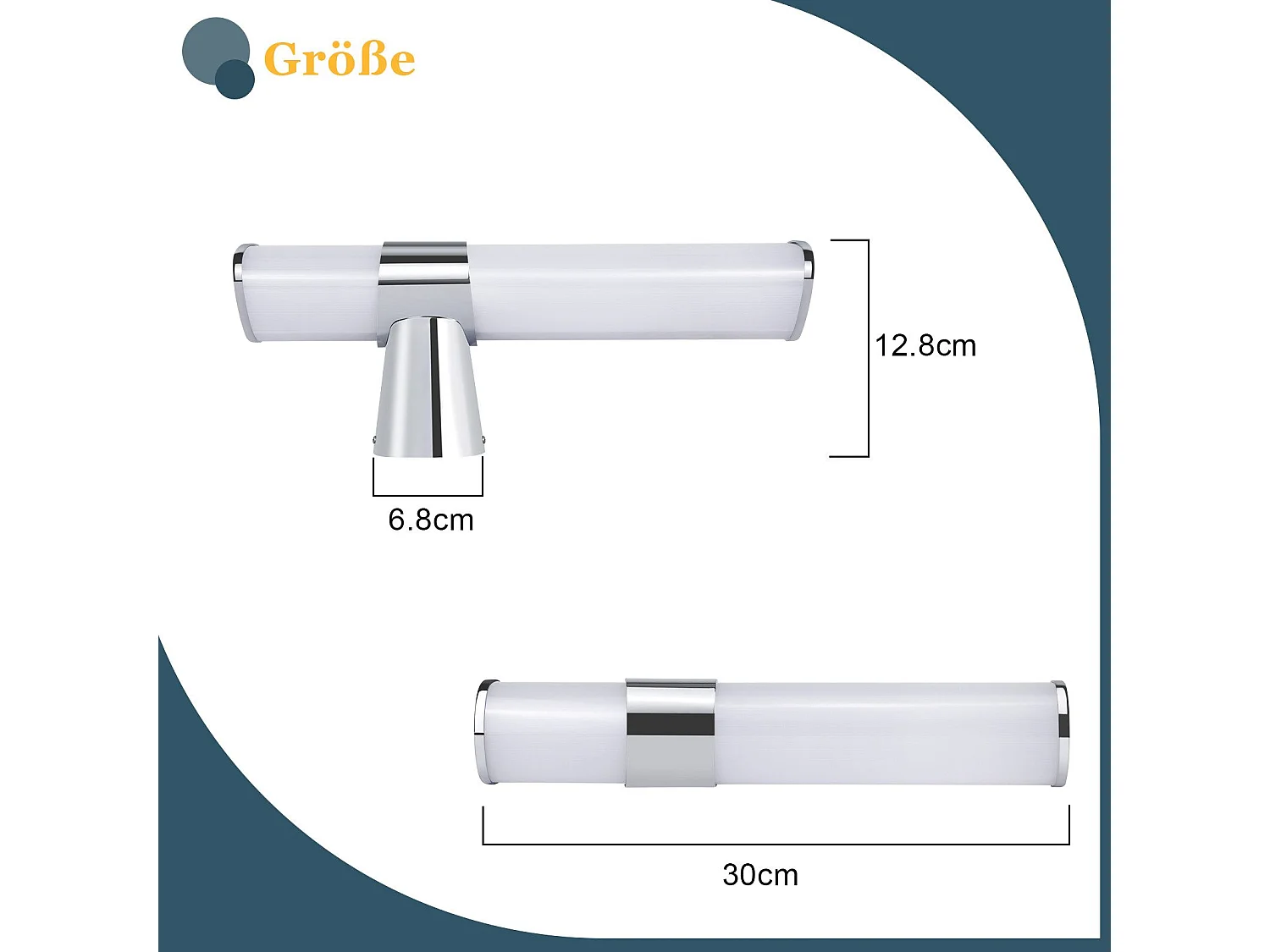 NETTLIFE Lampa ścienna LED do łazienki, zestaw 2 sztuk Nowoczesna chromowana 6W 30CM Wodoodporna IP44 Neutralna biel 4000K