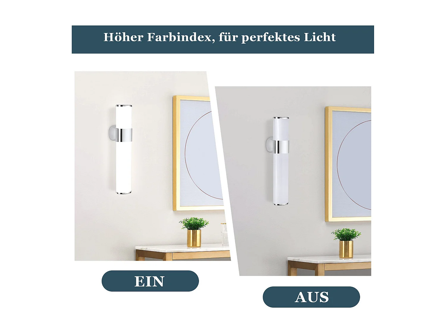 NETTLIFE LED Spiegellamp 2 stuks 6W chroom badkamerlicht 35cm wandlamp IP44 modern neutraal wit 4000K Spiegelverlichting voor kelder | keuken | badkamermeubel
