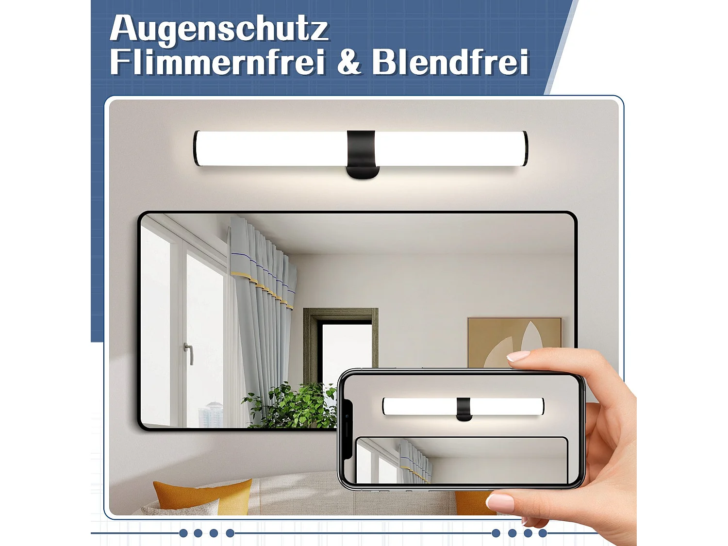 NETTLIFE LED Badkamer Wandlamp, Set van 2 Modern Chroom 6W 30CM Waterdicht IP44 Neutraal Wit 4000K