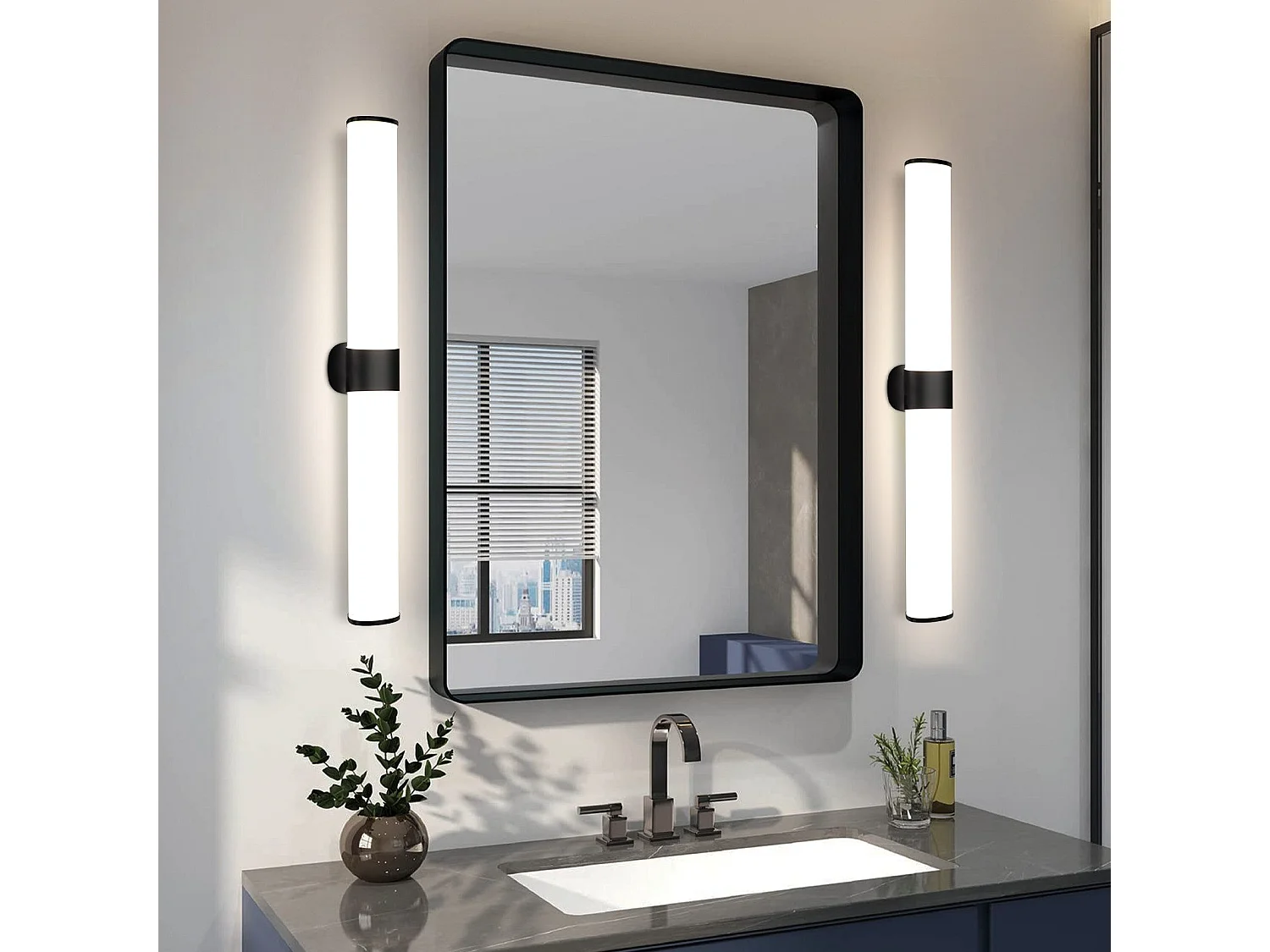 NETTLIFE LED Badkamer Wandlamp, Set van 2 Modern Chroom 6W 30CM Waterdicht IP44 Neutraal Wit 4000K