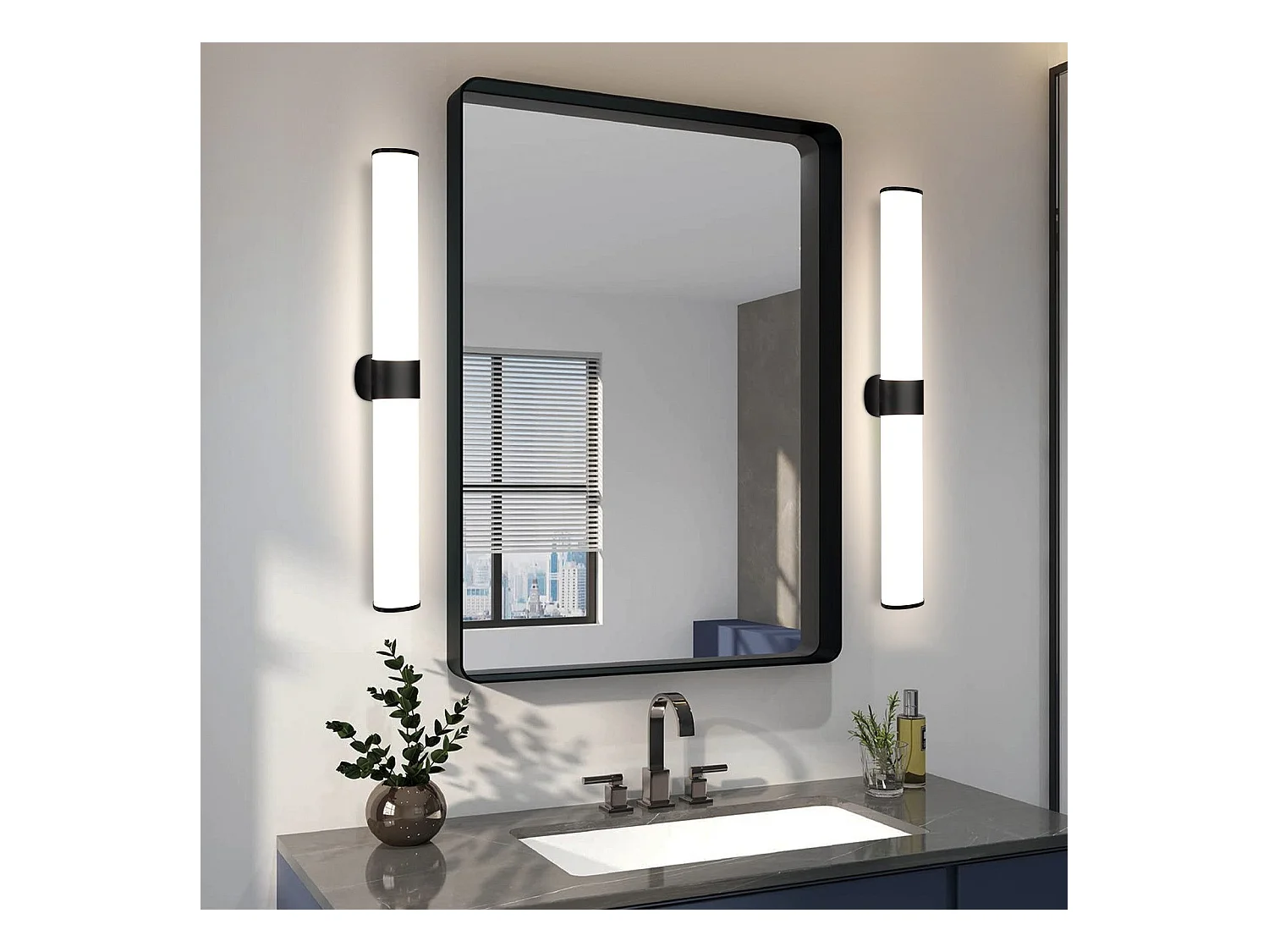 NETTLIFE applique miroir LED 15W 60cm blanc neutre 4000K noir