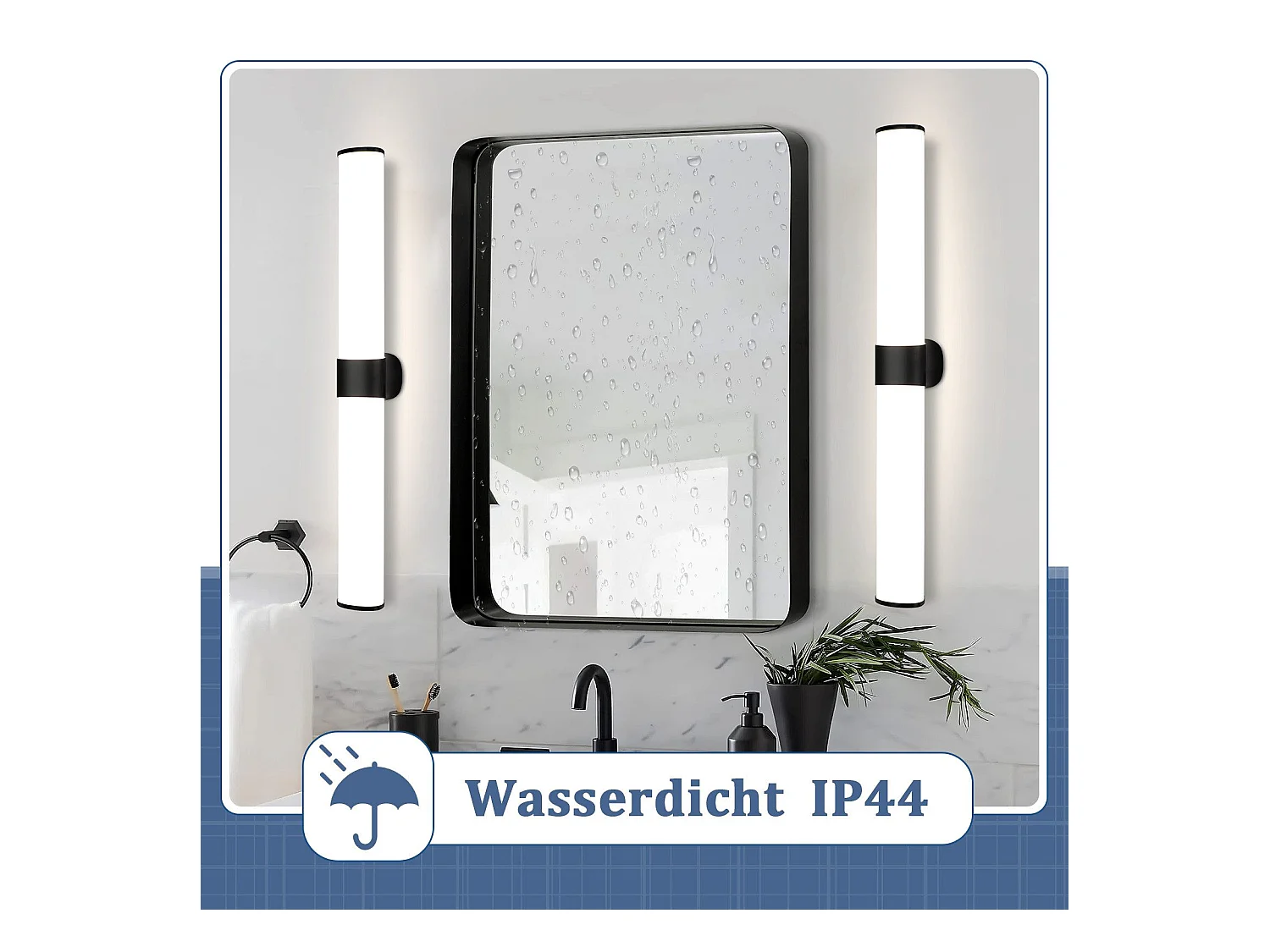 NETTLIFE applique miroir LED 15W 60cm blanc neutre 4000K noir