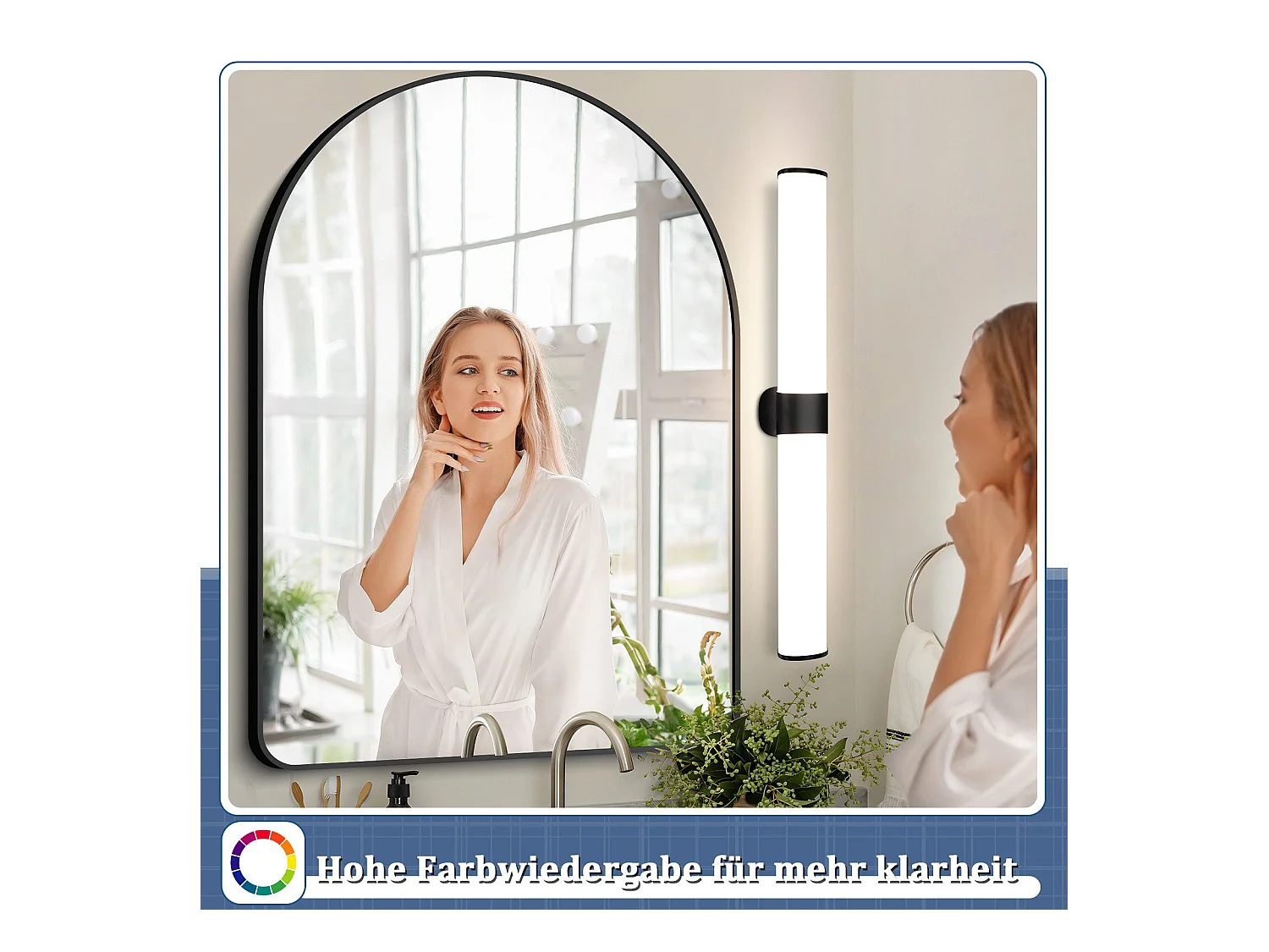NETTLIFE applique miroir LED 15W 60cm blanc neutre 4000K noir