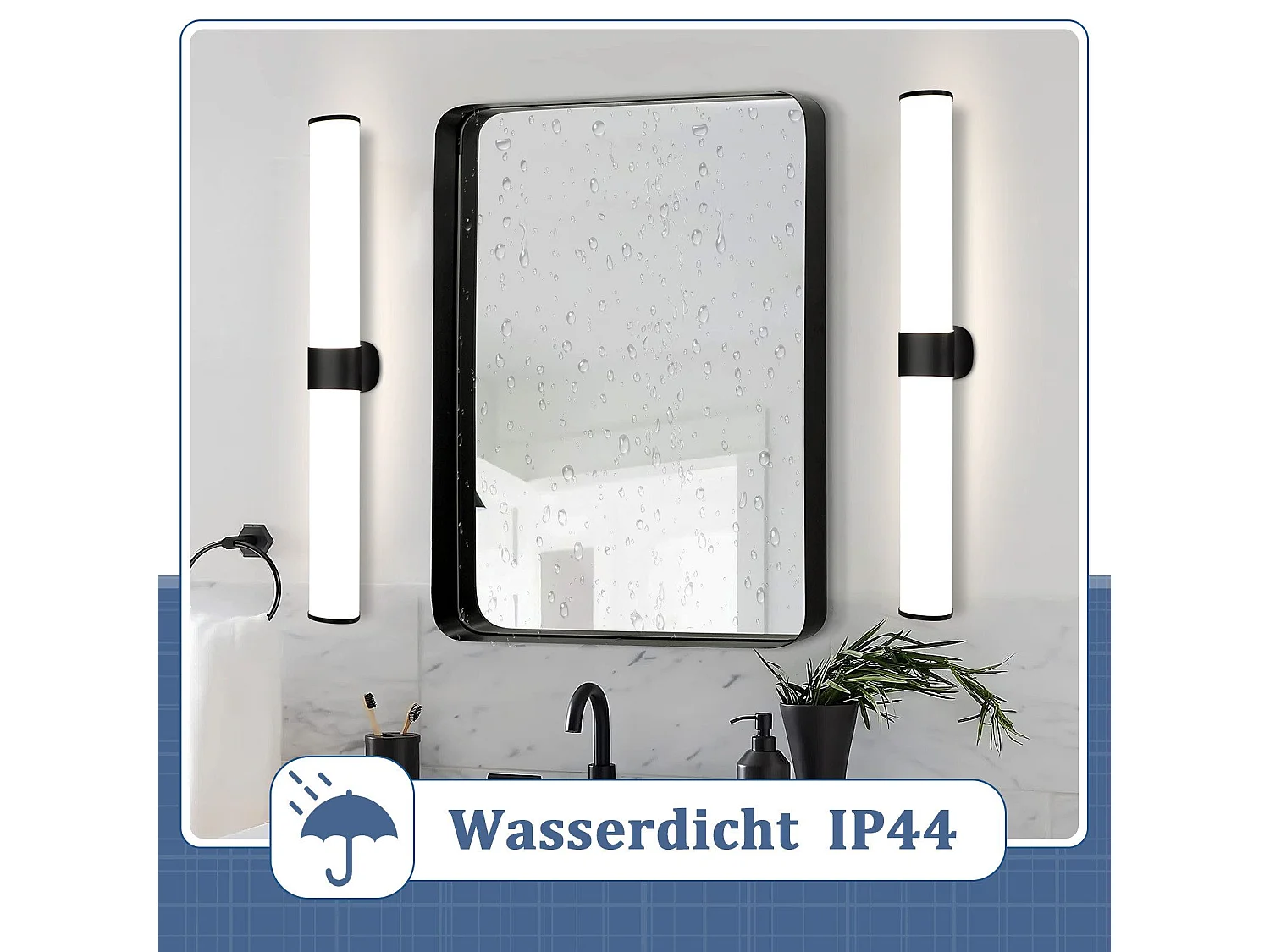 NETTLIFE applique miroir LED 15W 60cm blanc neutre 4000K noir