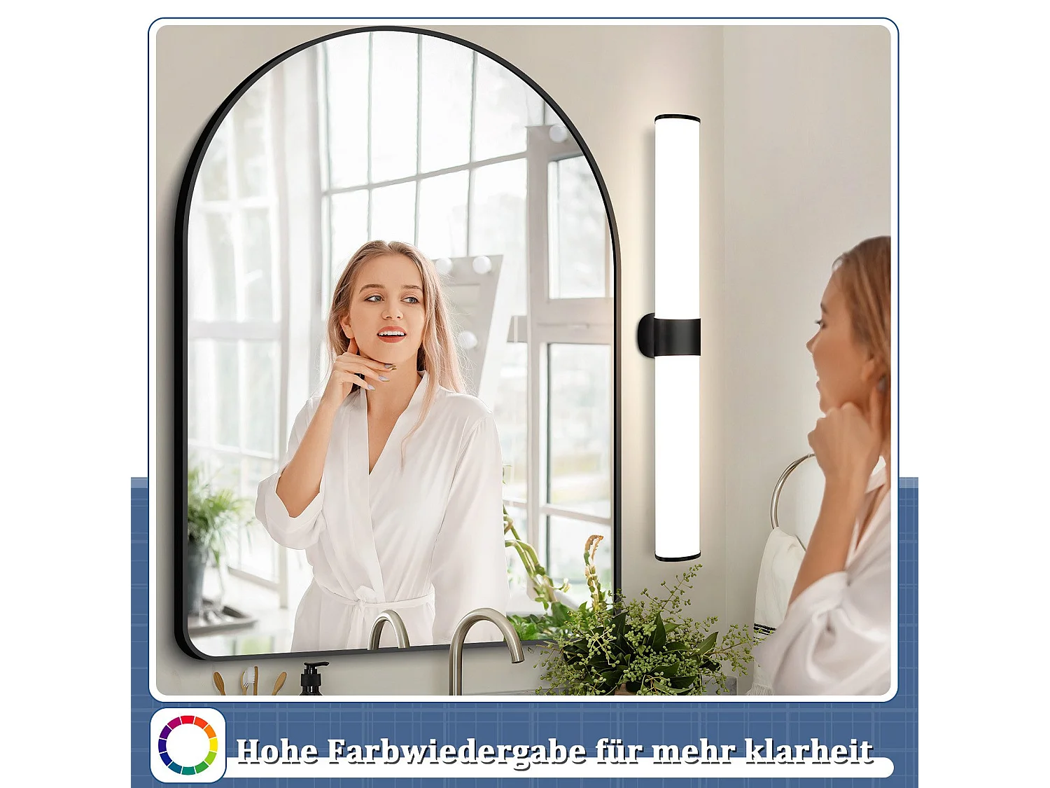 NETTLIFE applique miroir LED 15W 60cm blanc neutre 4000K noir