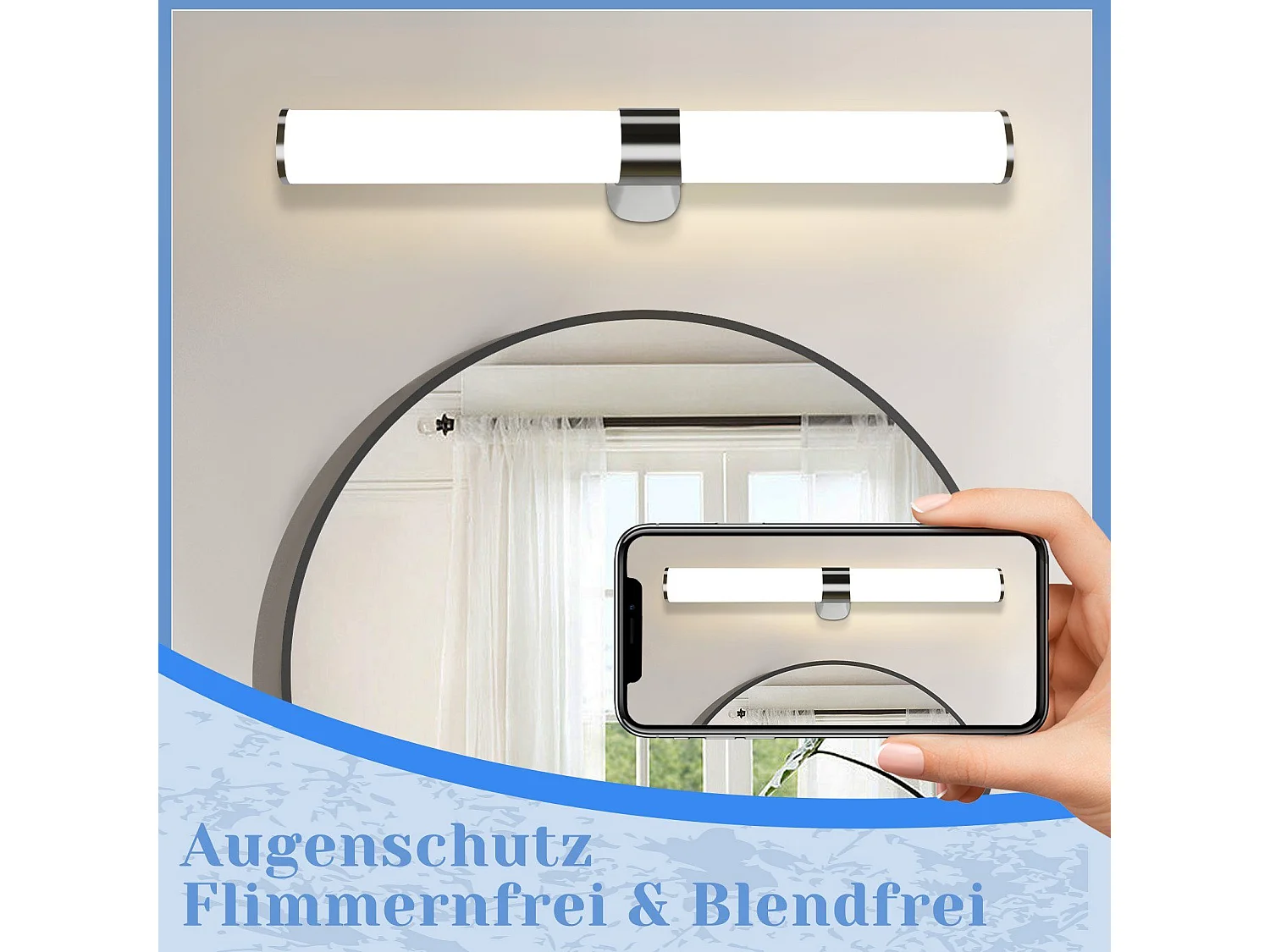 NETTLIFE LED Badkamer Wandlamp, Set van 2 Modern Chroom 6W 30CM Waterdicht IP44 Neutraal Wit 4000K