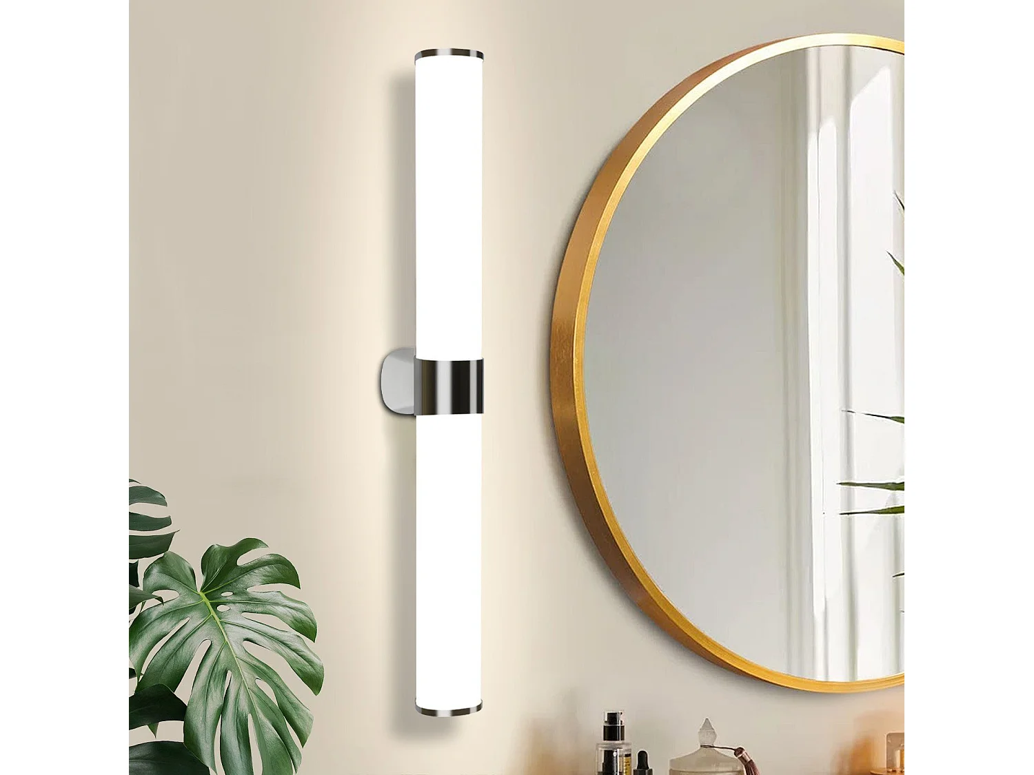 NETTLIFE LED Badkamer Wandlamp, Set van 2 Modern Chroom 6W 30CM Waterdicht IP44 Neutraal Wit 4000K