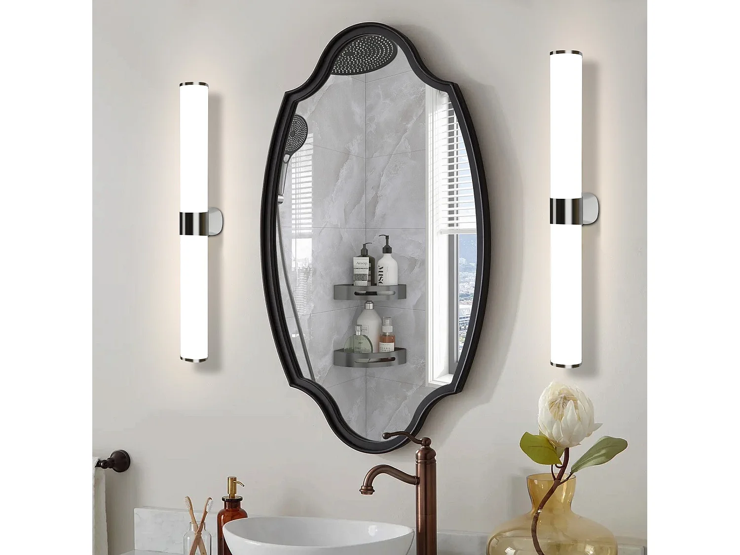 NETTLIFE LED Badkamer Wandlamp, Set van 2 Modern Chroom 6W 30CM Waterdicht IP44 Neutraal Wit 4000K