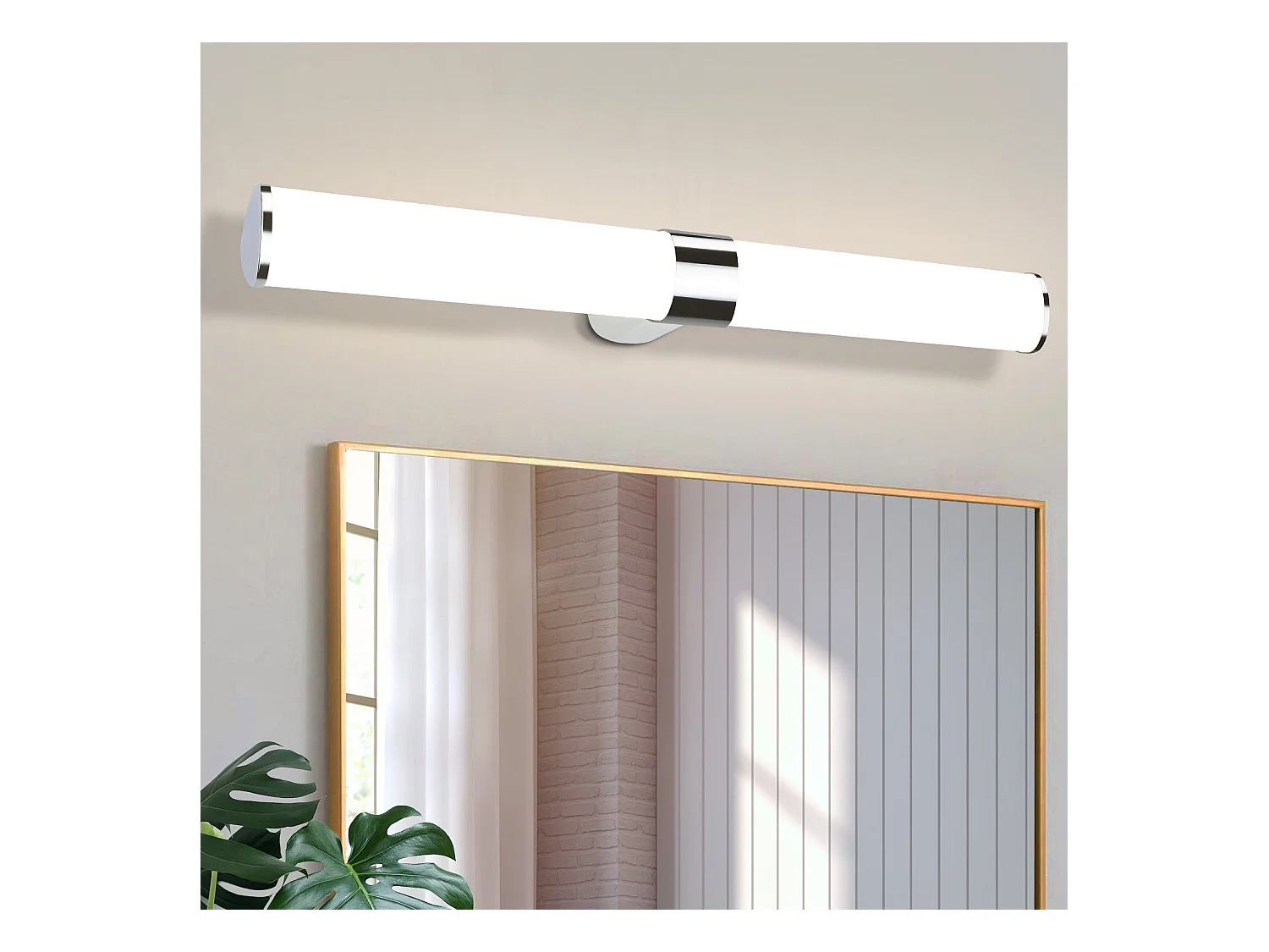 NETTLIFE Applique miroir LED 15W 60CM Chrome Etanche IP44 Blanc neutre 4000K Moderne