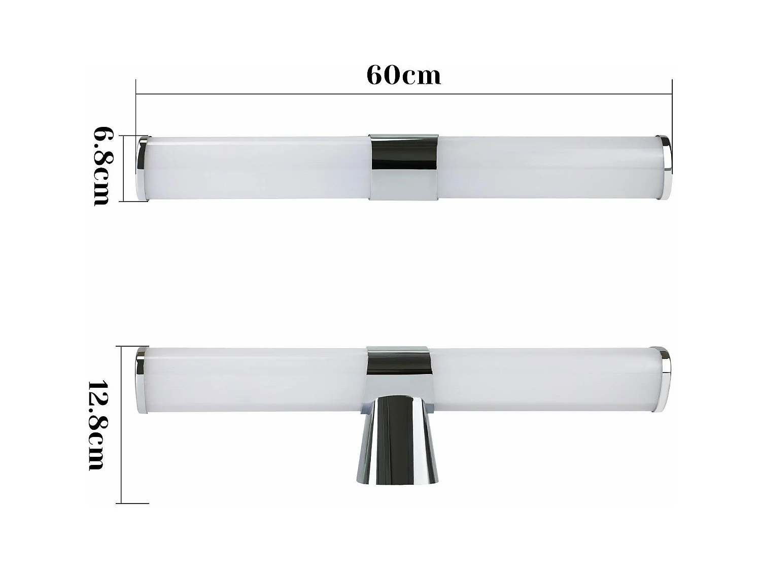 NETTLIFE Applique miroir LED 15W 60CM Chrome Etanche IP44 Blanc neutre 4000K Moderne