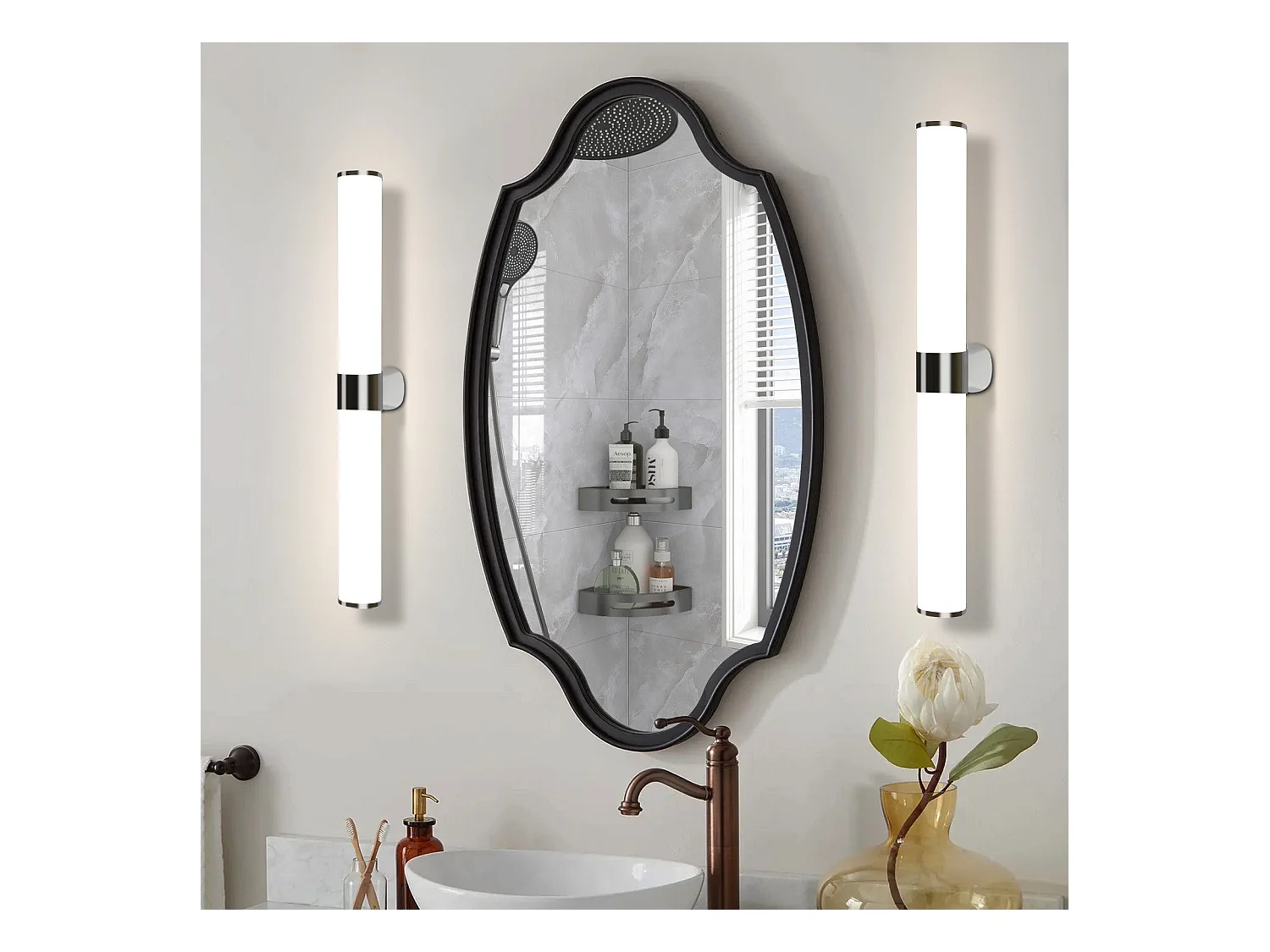 NETTLIFE Applique miroir LED 15W 60CM Chrome Etanche IP44 Blanc neutre 4000K Moderne