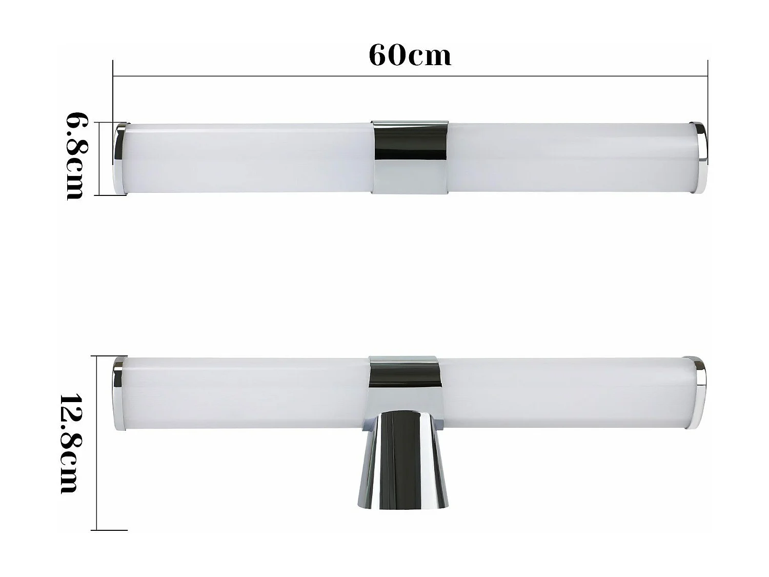 NETTLIFE Applique miroir LED 15W 60CM Chrome Etanche IP44 Blanc neutre 4000K Moderne