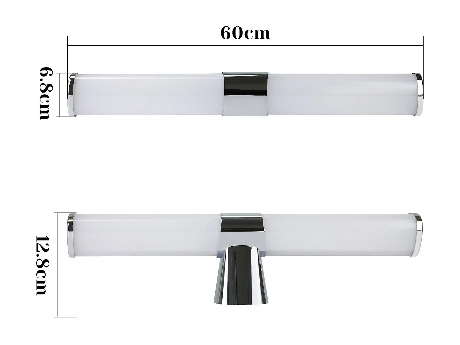 NETTLIFE Applique miroir LED 15W 60CM Chrome Etanche IP44 Blanc neutre 4000K Moderne