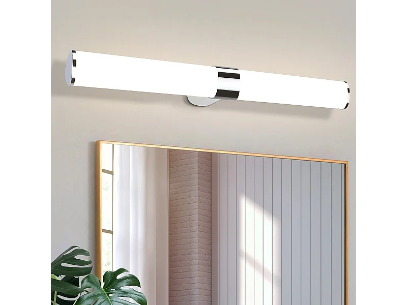 NETTLIFE Applique miroir LED 15W 60CM Chrome Etanche IP44 Blanc neutre 4000K Moderne