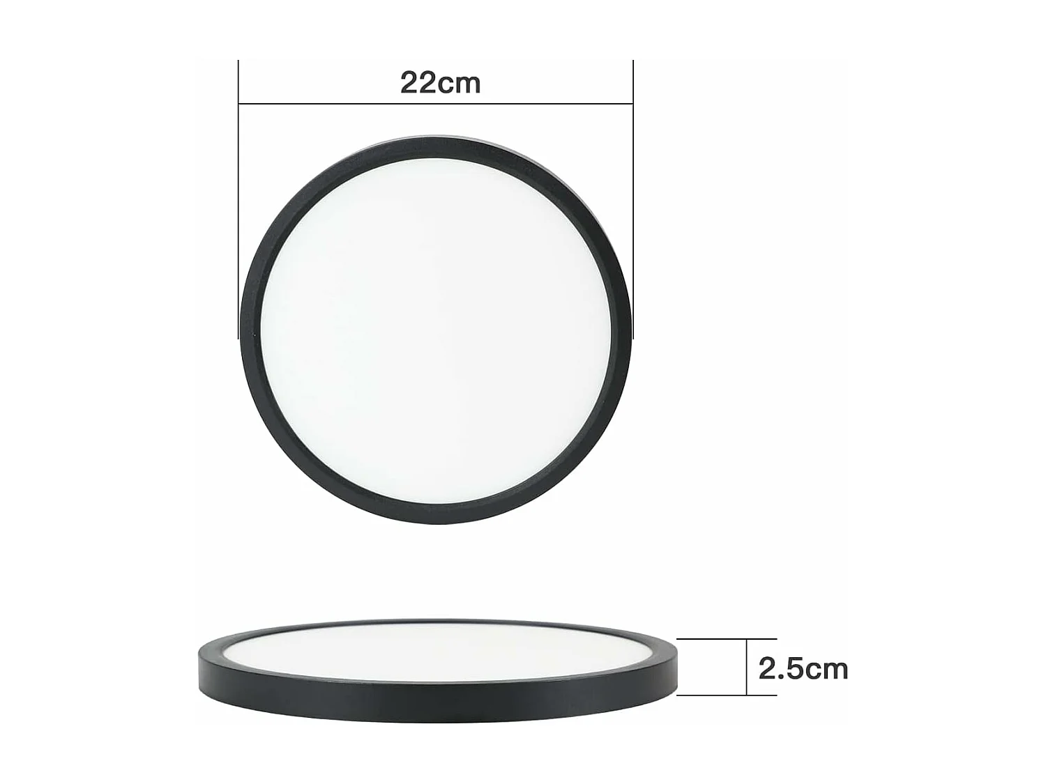 NETTLIFE LED Deckenleuchte flache Deckenlampe Ø22cm Badezimmerlampe kaltweiß Schlafzimmerlampe schwarz 15W IP44