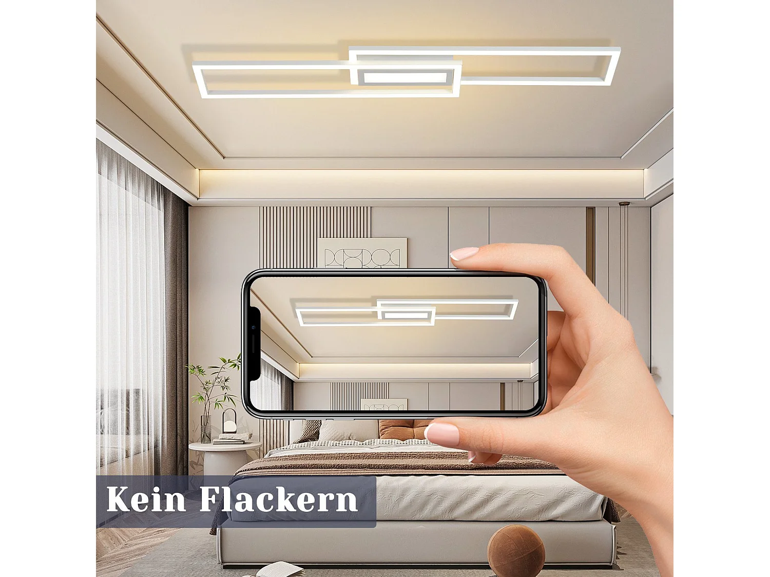 NETTLIFE LED Deckenleuchte  Deckenlampe Moderne Geometrische Dimmbare Deckenbeleuchtung mit Fernbedienung White