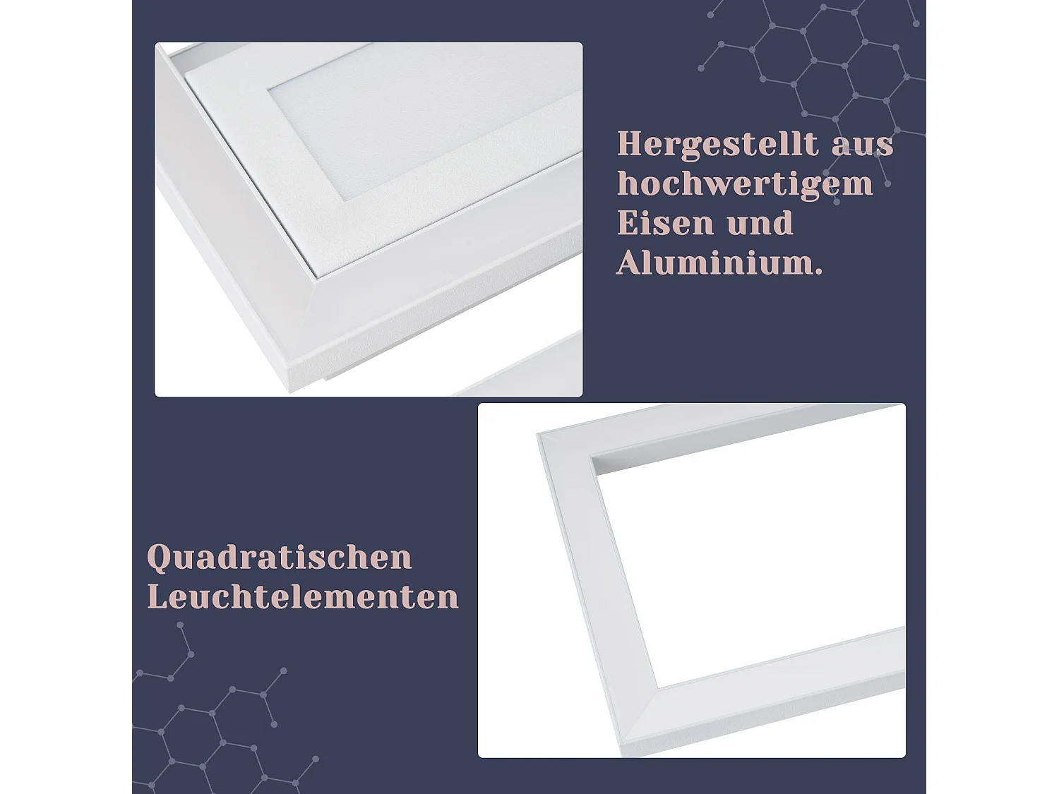 Plafoniera a LED NETTLIFE, moderna, geometrica, dimmerabile, con telecomando, bianca