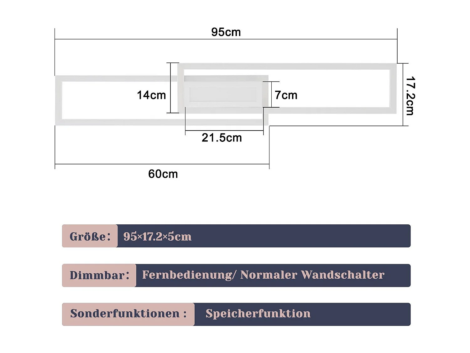 Plafoniera a LED NETTLIFE, moderna, geometrica, dimmerabile, con telecomando, bianca