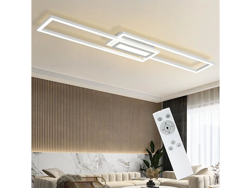NETTLIFE LED Deckenleuchte  Deckenlampe Moderne Geometrische Dimmbare Deckenbeleuchtung mit Fernbedienung White