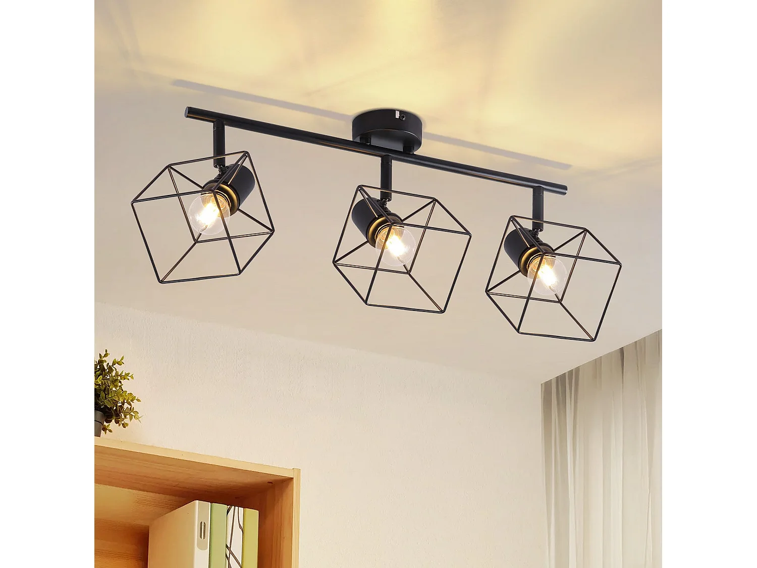 NETTLIFE Zwarte Plafondspot E14 350° Draaibare Plafondlamp Vintage Metaal Woonkamer Verstelbaar Zonder Lamp