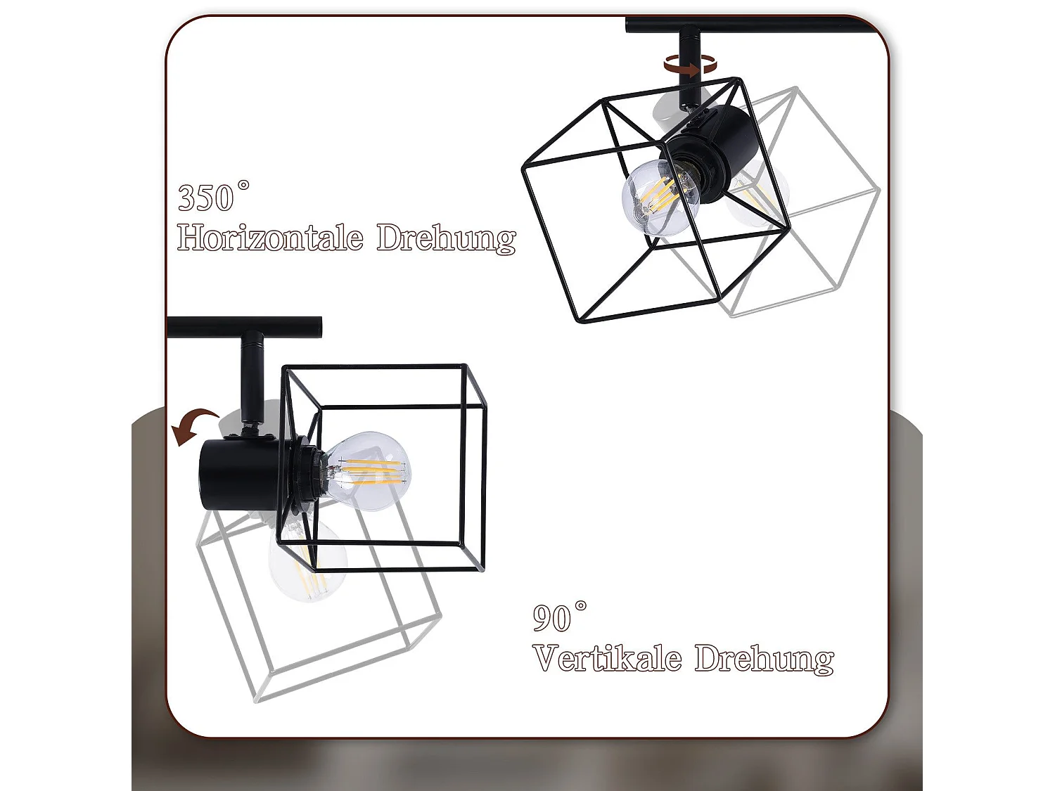 NETTLIFE Zwarte Plafondspot E14 350° Draaibare Plafondlamp Vintage Metaal Woonkamer Verstelbaar Zonder Lamp