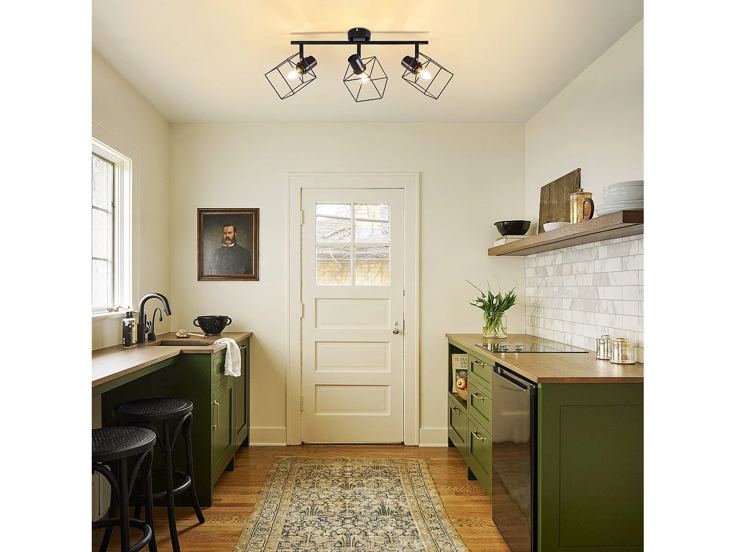 NETTLIFE Spot de plafond noir E14 plafonnier orientable à 350° vintage métal salon orientable sans ampoule