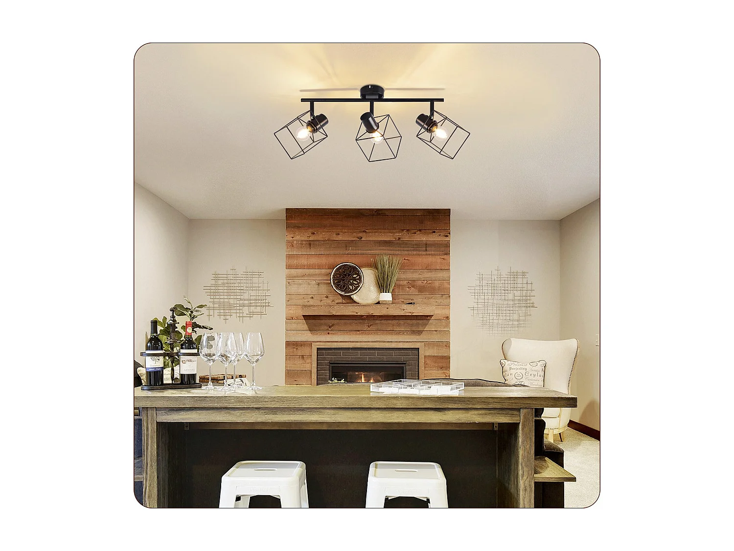 NETTLIFE Spot de plafond noir E14 plafonnier orientable à 350° vintage métal salon orientable sans ampoule