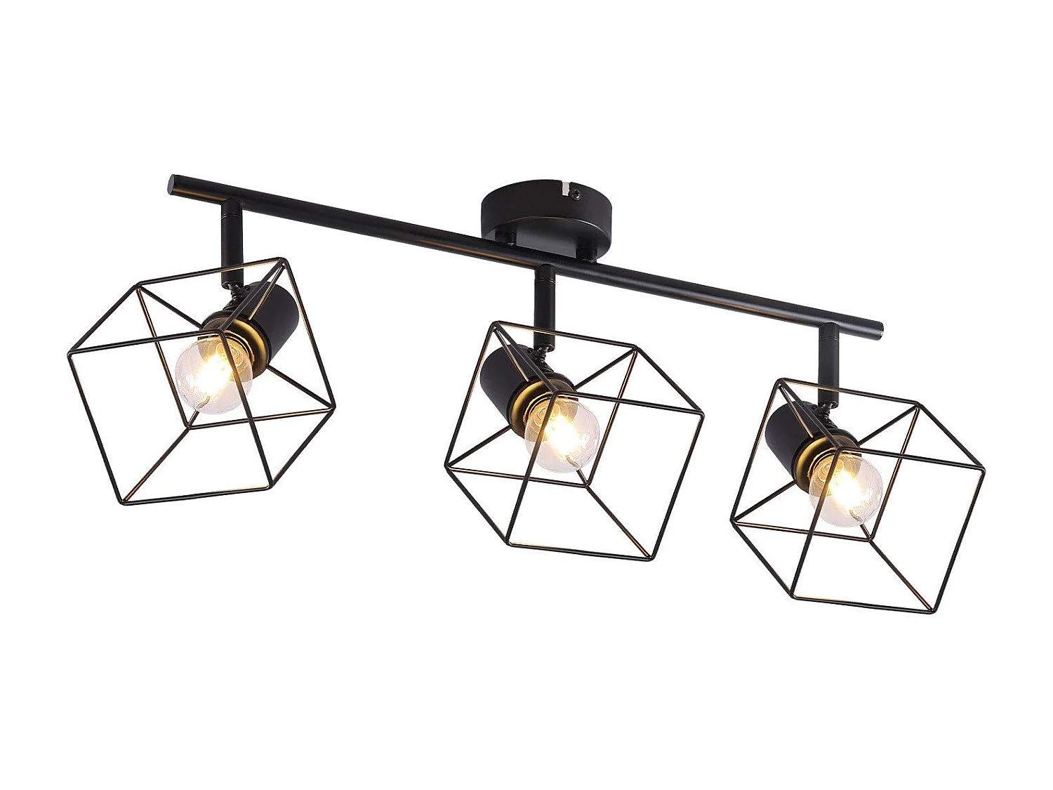 NETTLIFE Spot de plafond noir E14 plafonnier orientable à 350° vintage métal salon orientable sans ampoule