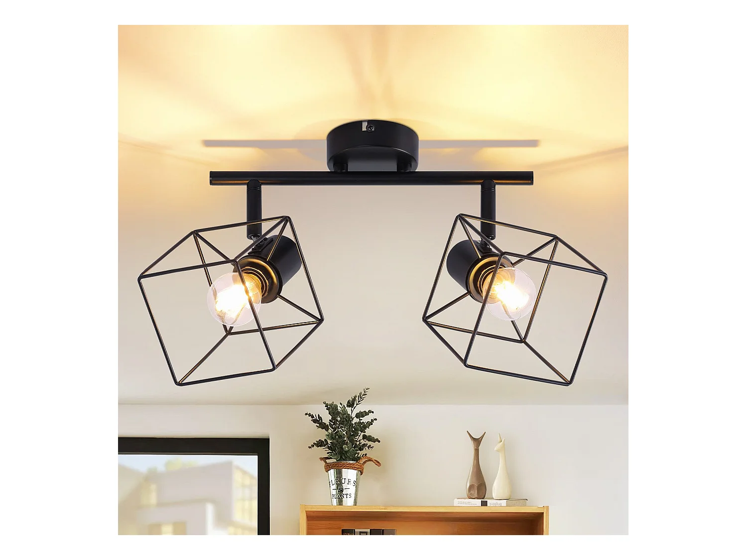 NETTLIFE Spot de plafond noir E14 plafonnier orientable à 350° vintage métal orientable sans ampoule chambre