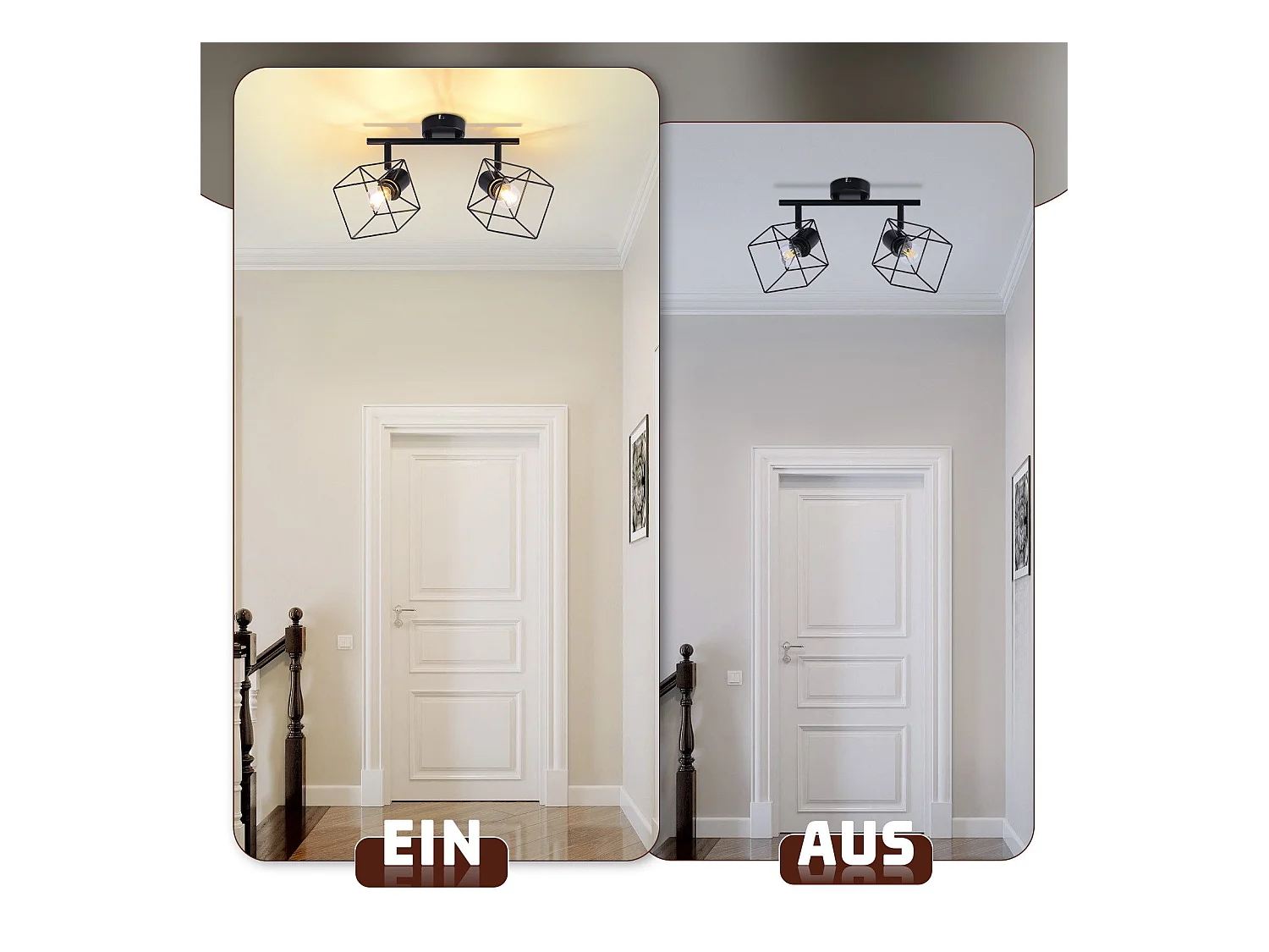 NETTLIFE Spot de plafond noir E14 plafonnier orientable à 350° vintage métal orientable sans ampoule chambre