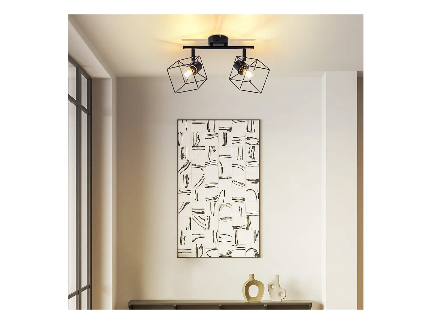 NETTLIFE Spot de plafond noir E14 plafonnier orientable à 350° vintage métal orientable sans ampoule chambre