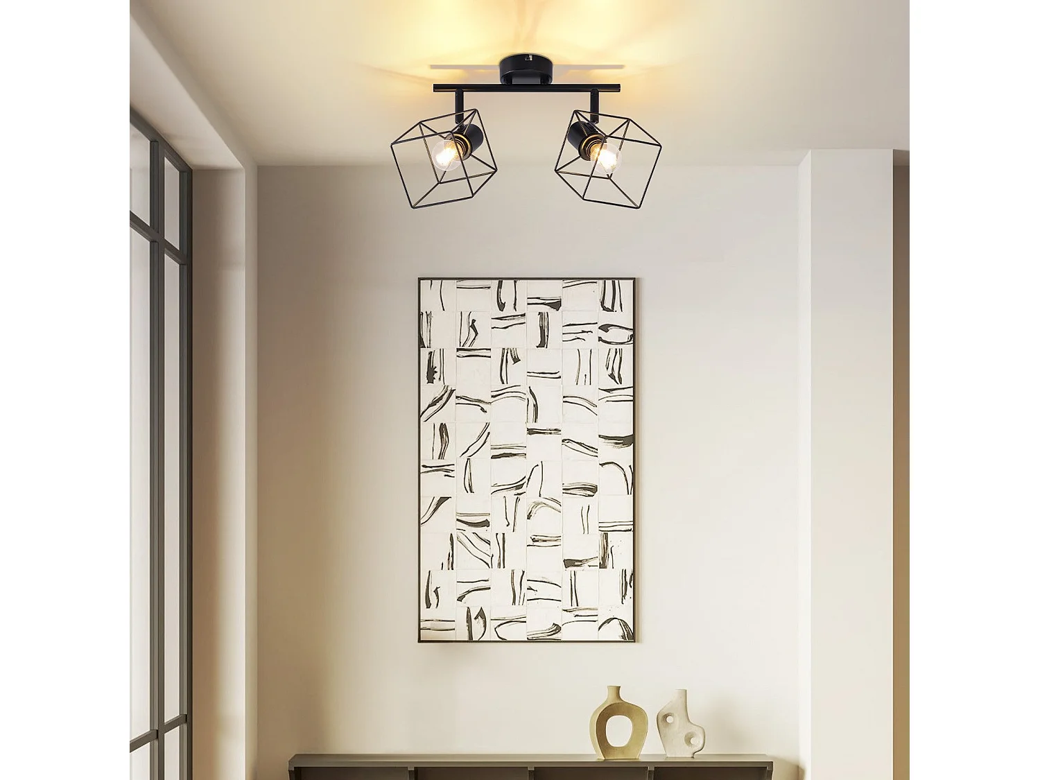 NETTLIFE Spot de plafond noir E14 plafonnier orientable à 350° vintage métal orientable sans ampoule chambre