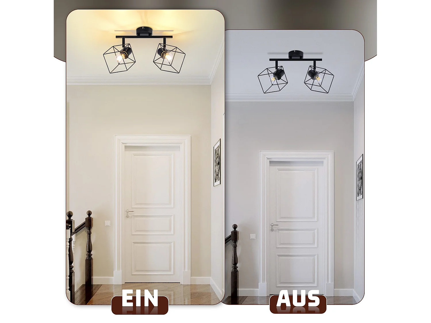 NETTLIFE Spot de plafond noir E14 plafonnier orientable à 350° vintage métal orientable sans ampoule chambre